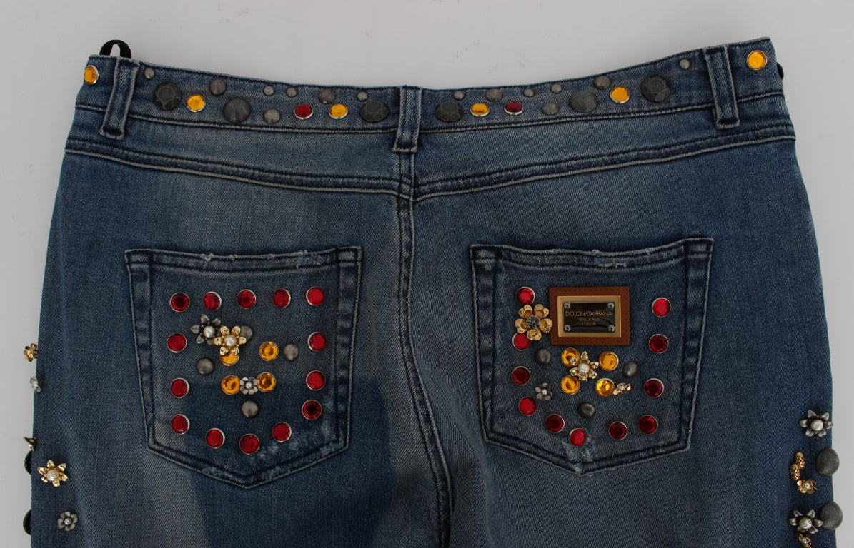 Kristallen rozen hart versierde jeans