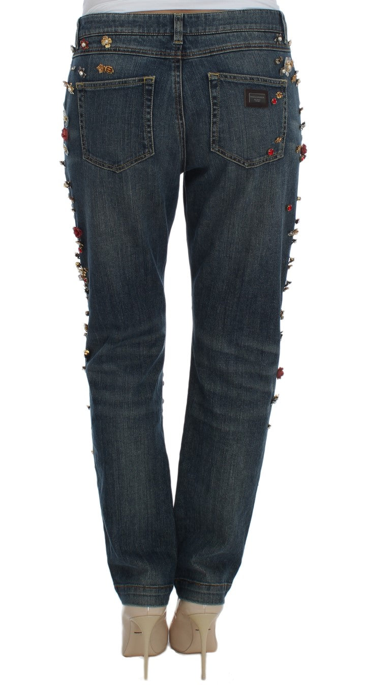 Kristallen rozen hart versierde jeans
