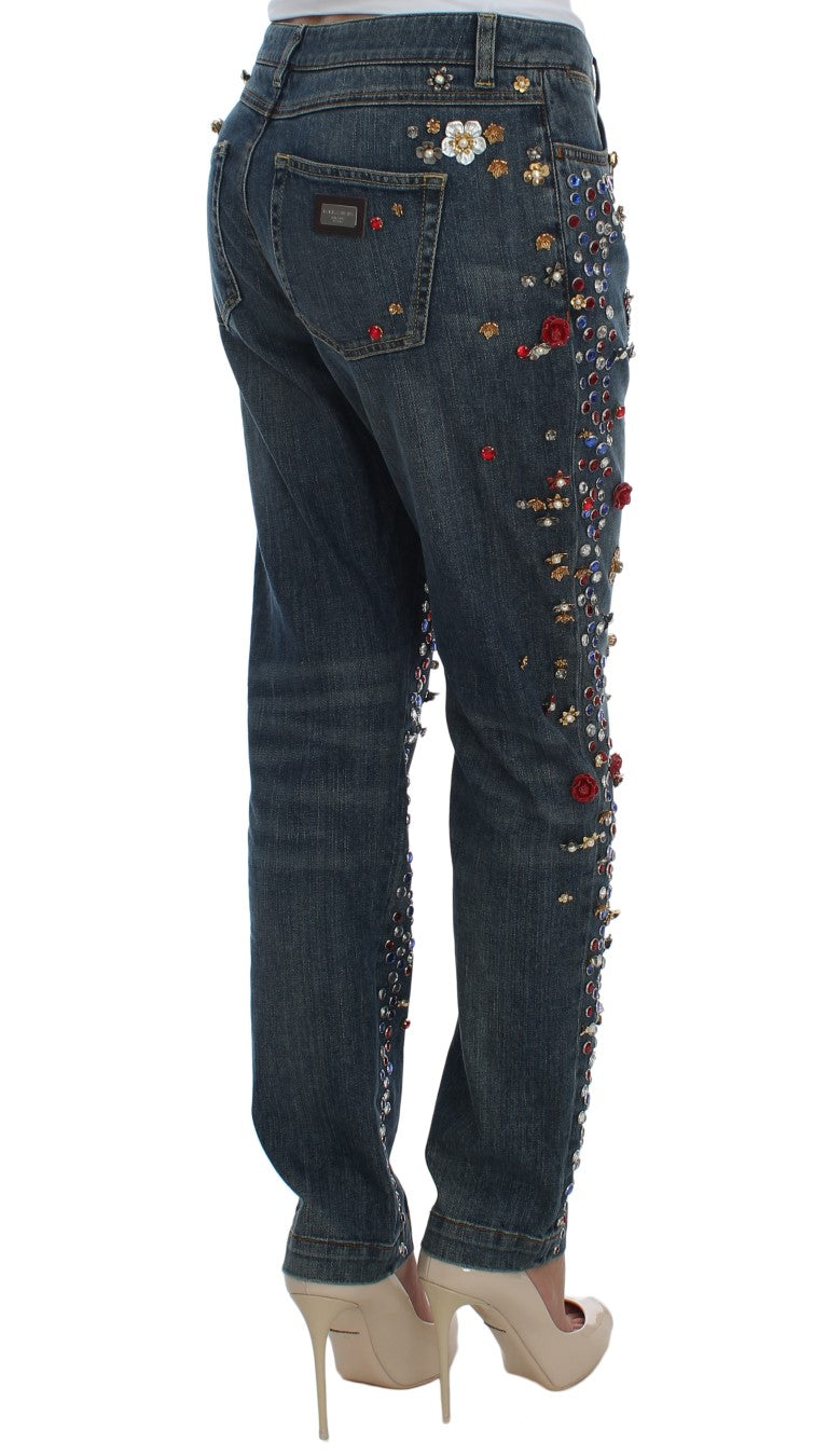 Kristallen rozen hart versierde jeans