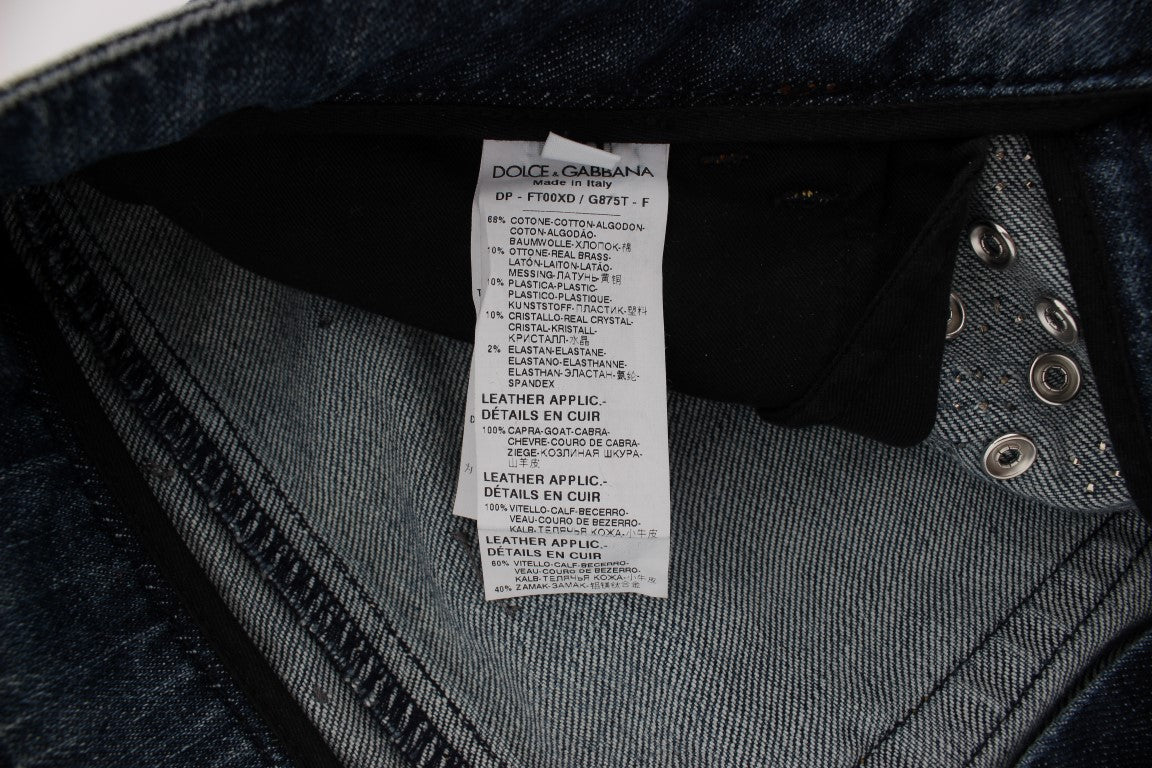 Kristallen rozen hart versierde jeans