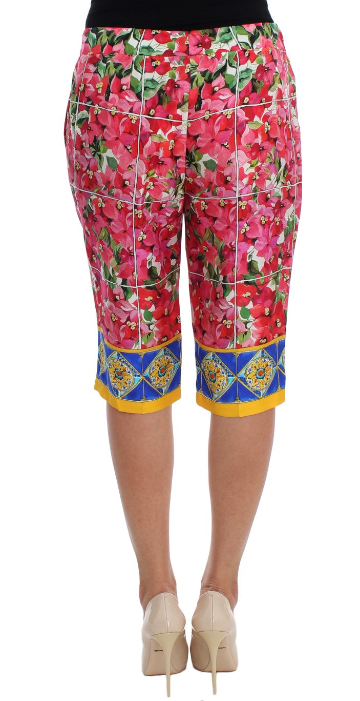Veelkleurige bloemenkniebroek met capribroek