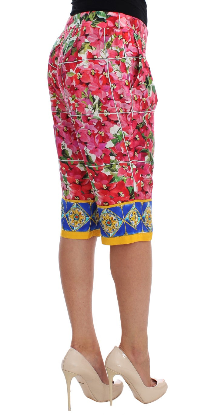 Veelkleurige bloemenkniebroek met capribroek