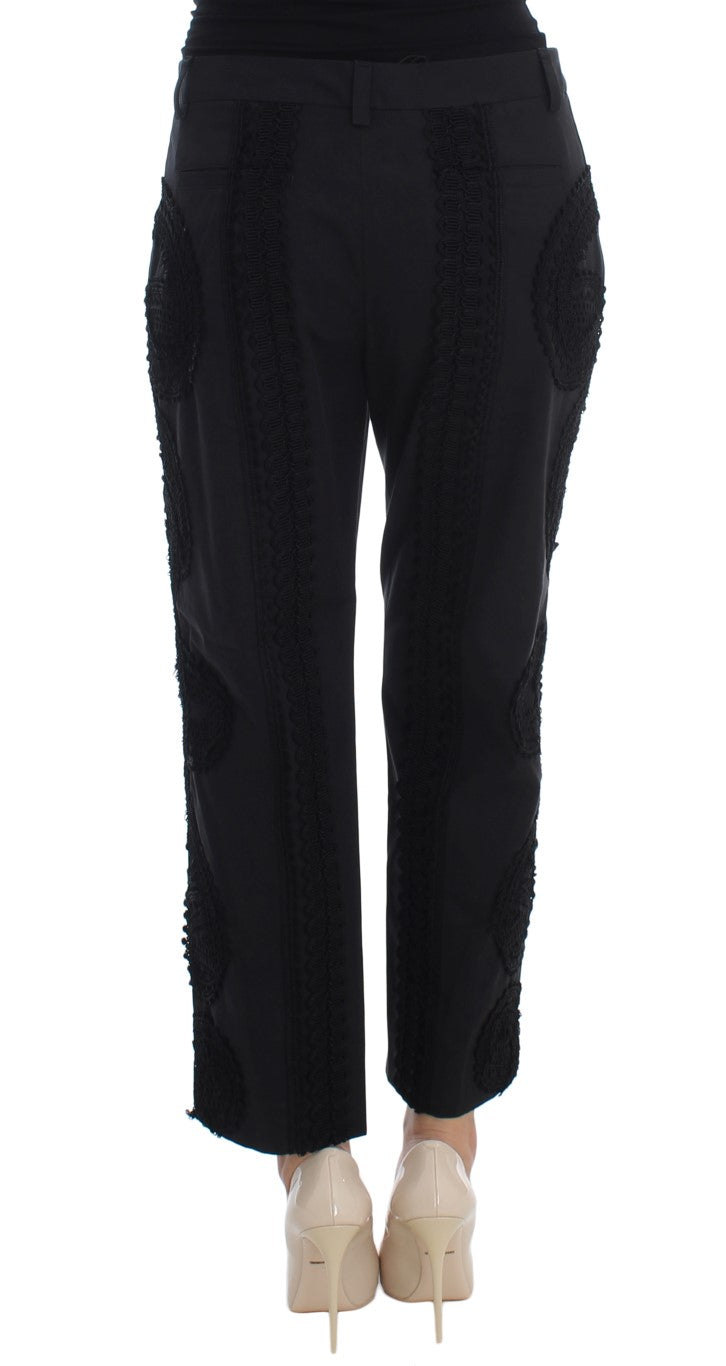 Zwarte katoenen stretch torero caprisbroek