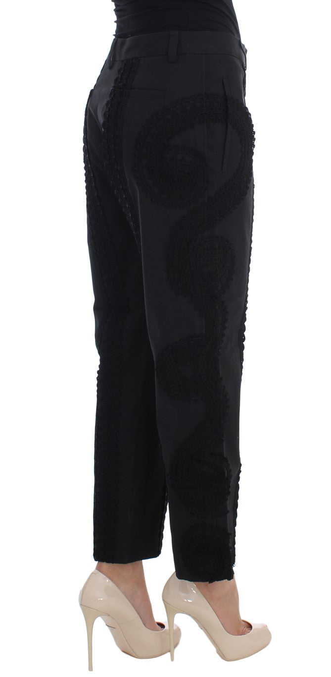Zwarte katoenen stretch torero caprisbroek