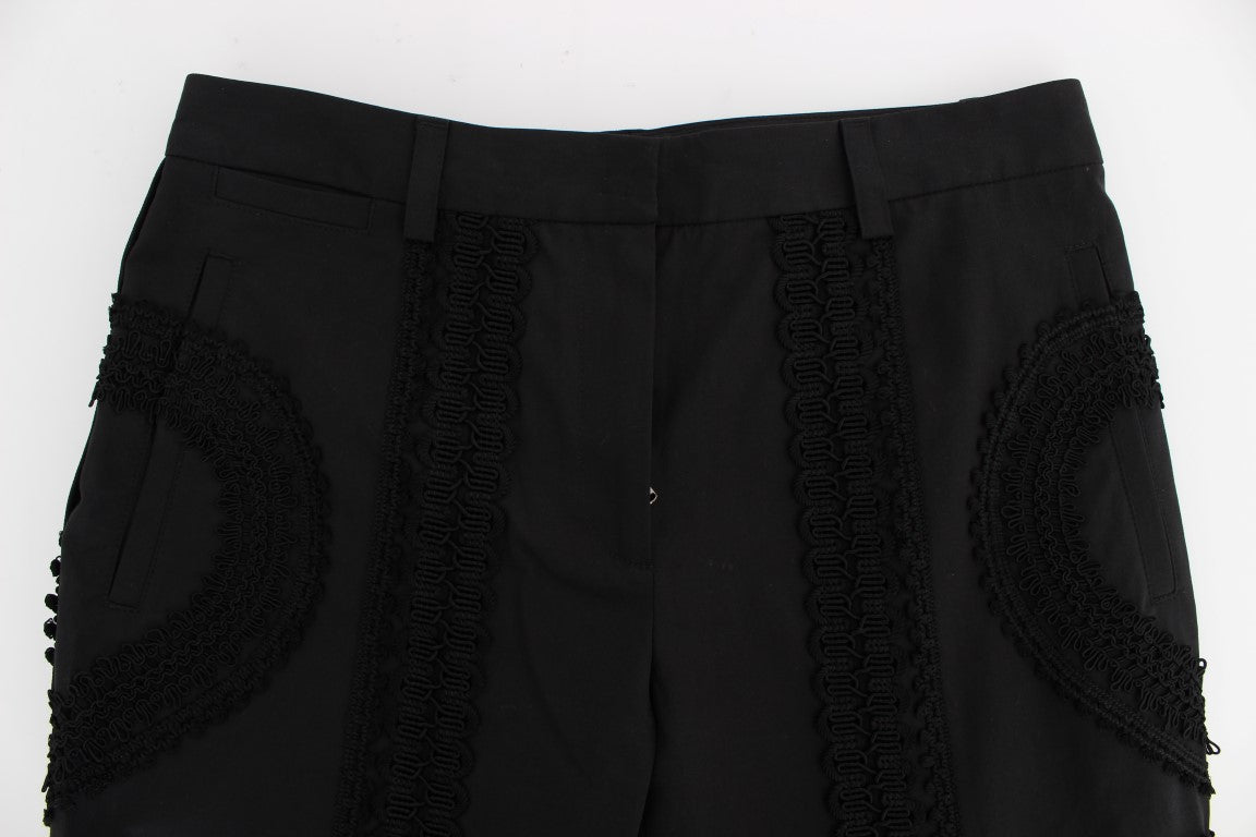 Zwarte katoenen stretch torero caprisbroek