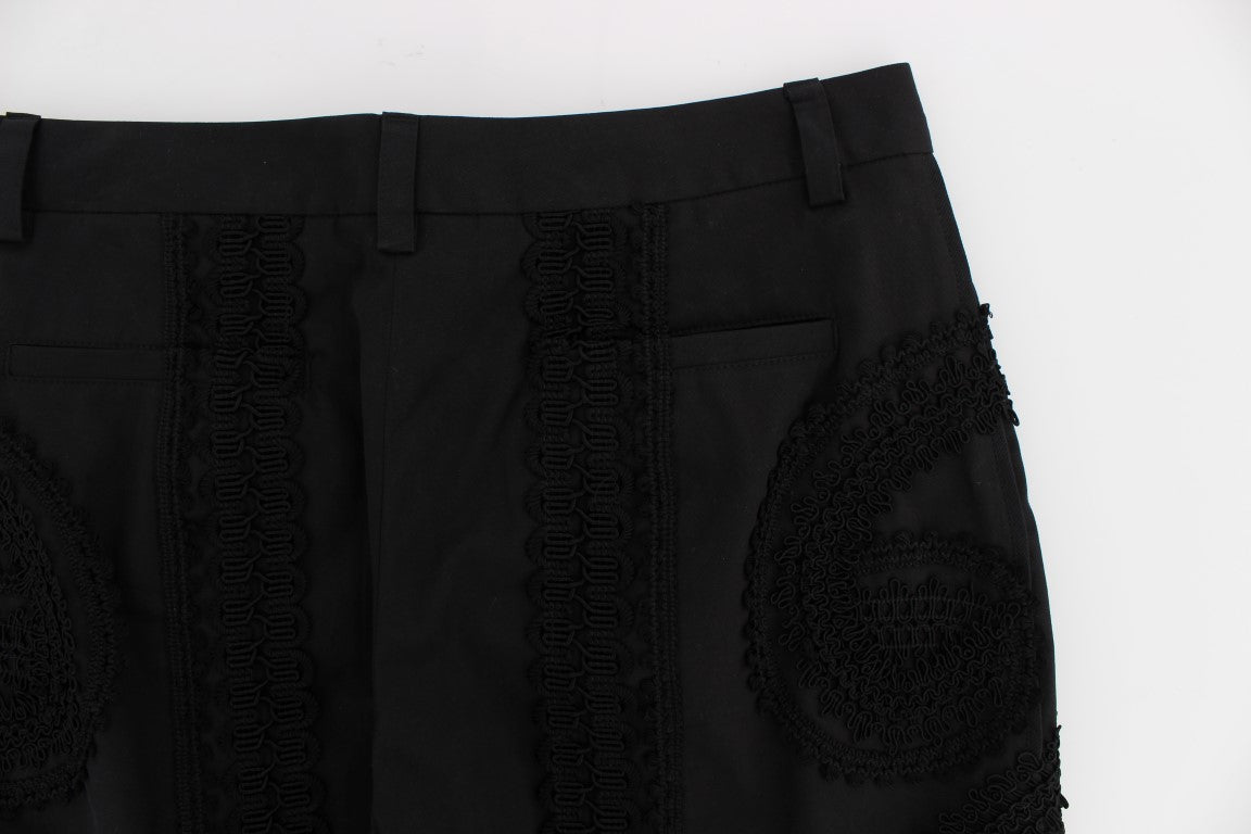 Zwarte katoenen stretch torero caprisbroek