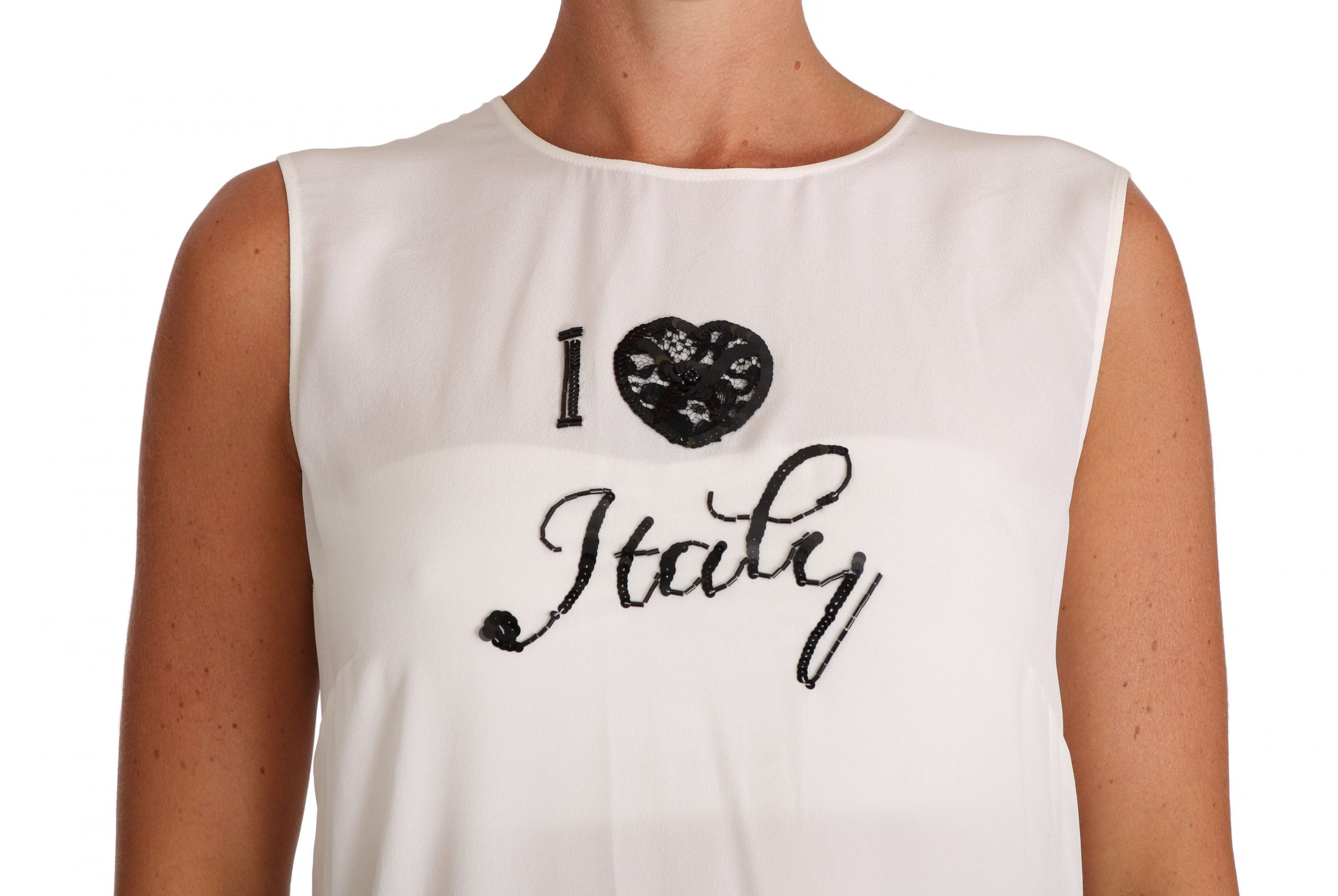Witte zijden I LOVE ITALY Cami T-shirt