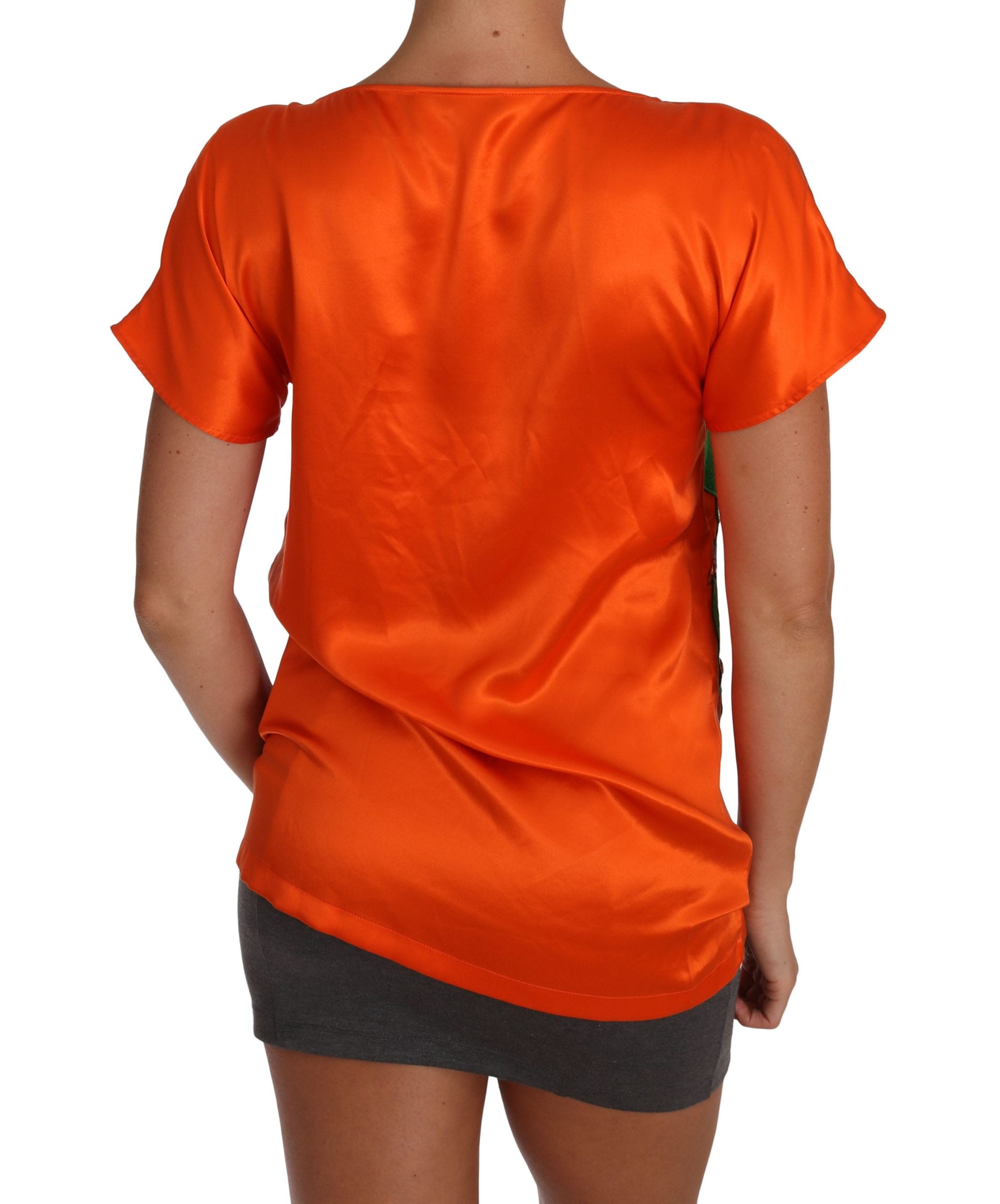 Zijden oranje citroen kristal T-shirt top
