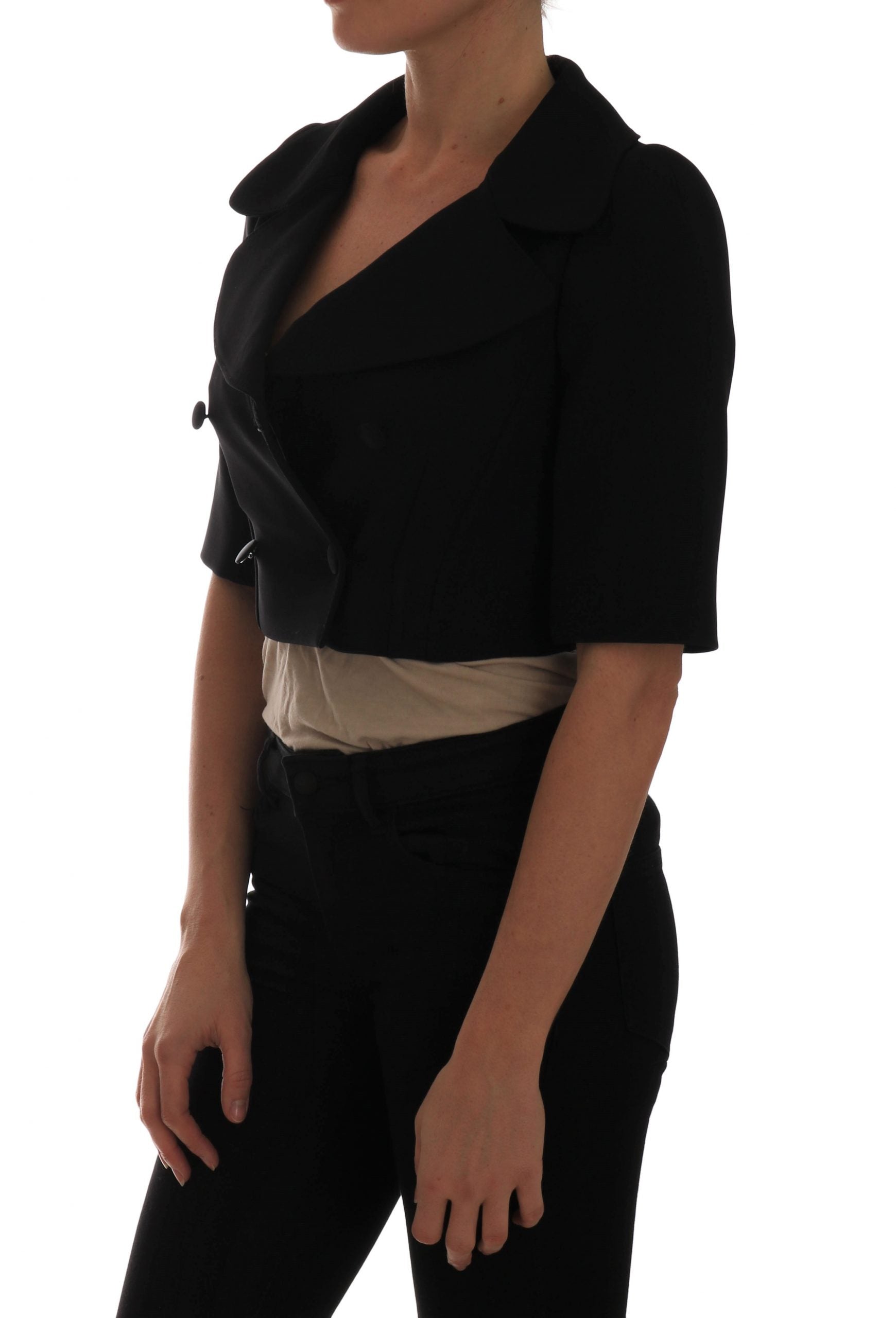 Zwarte korte cropped jasblazer