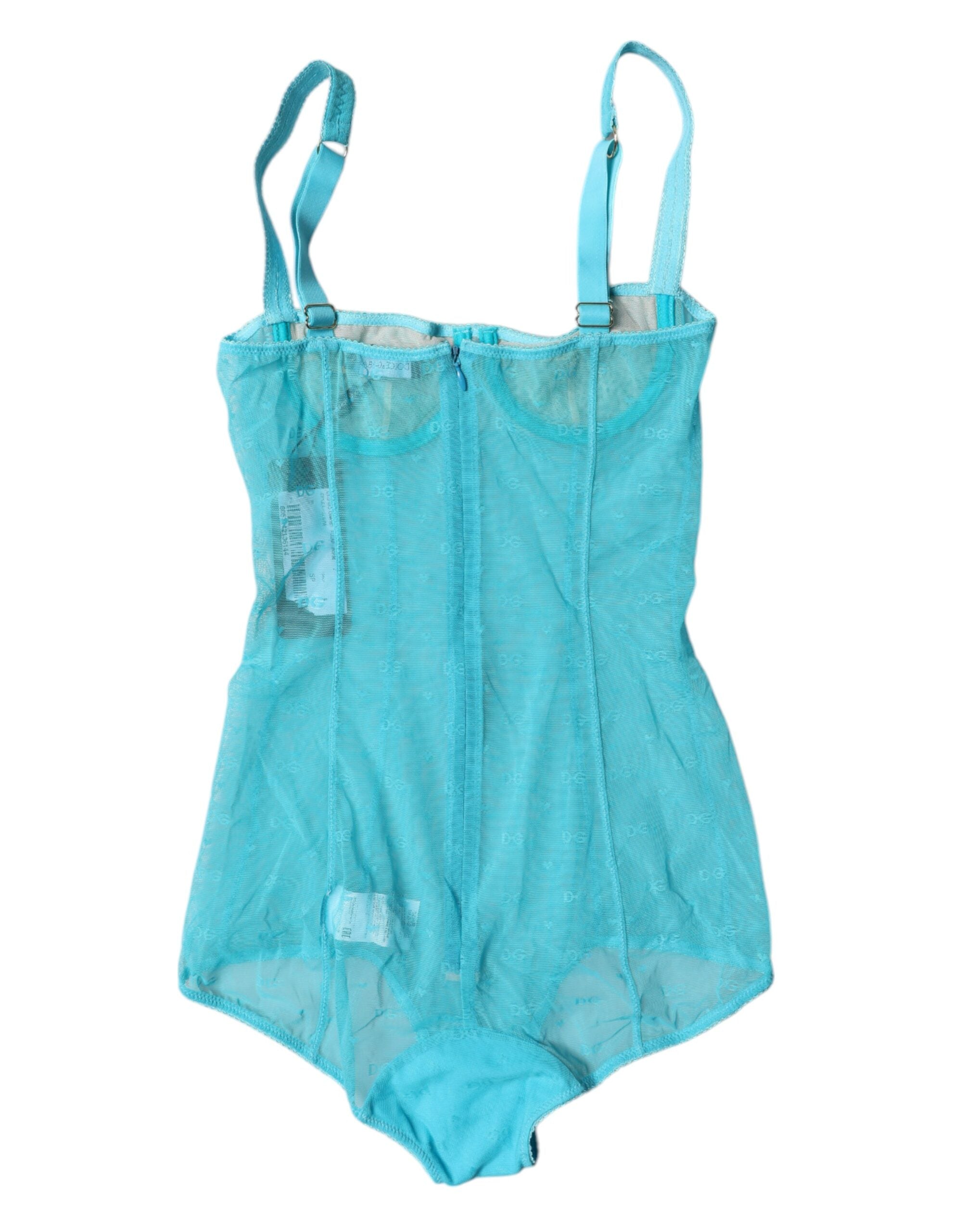 Blue Tulle Balconette Bra Bodysuit Underwear