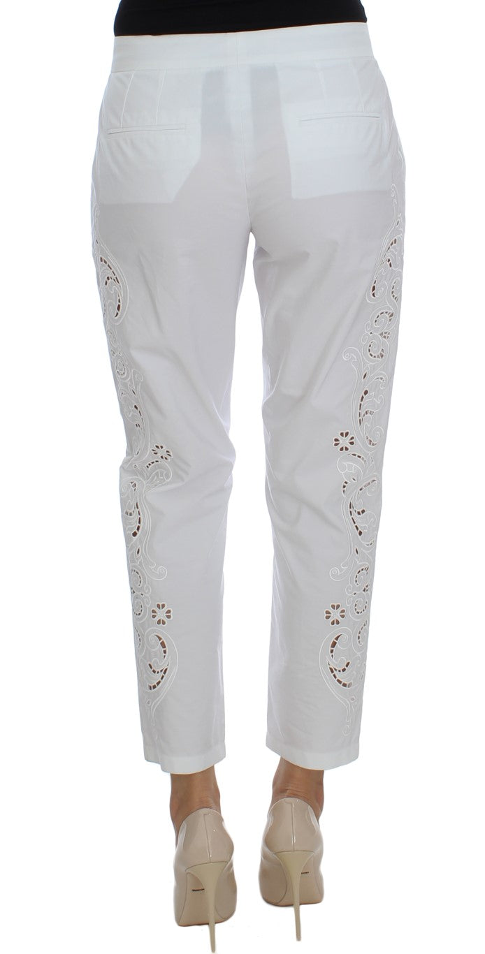 Witte bloemenjurk met uitgesneden Siciliaanse broek