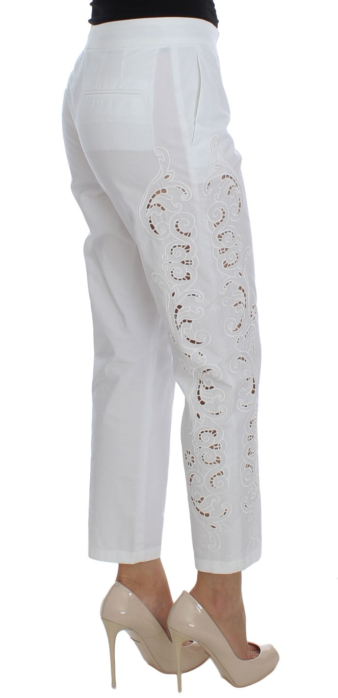 Witte bloemenjurk met uitgesneden Siciliaanse broek