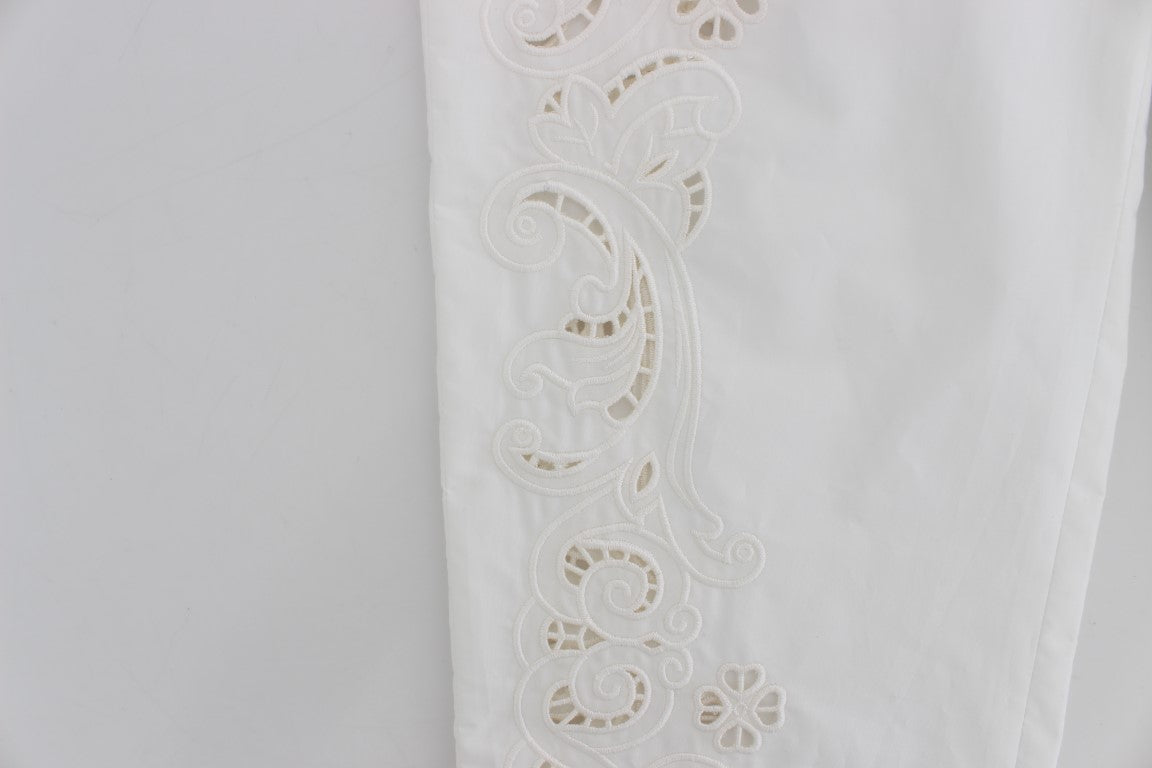 Witte bloemenjurk met uitgesneden Siciliaanse broek