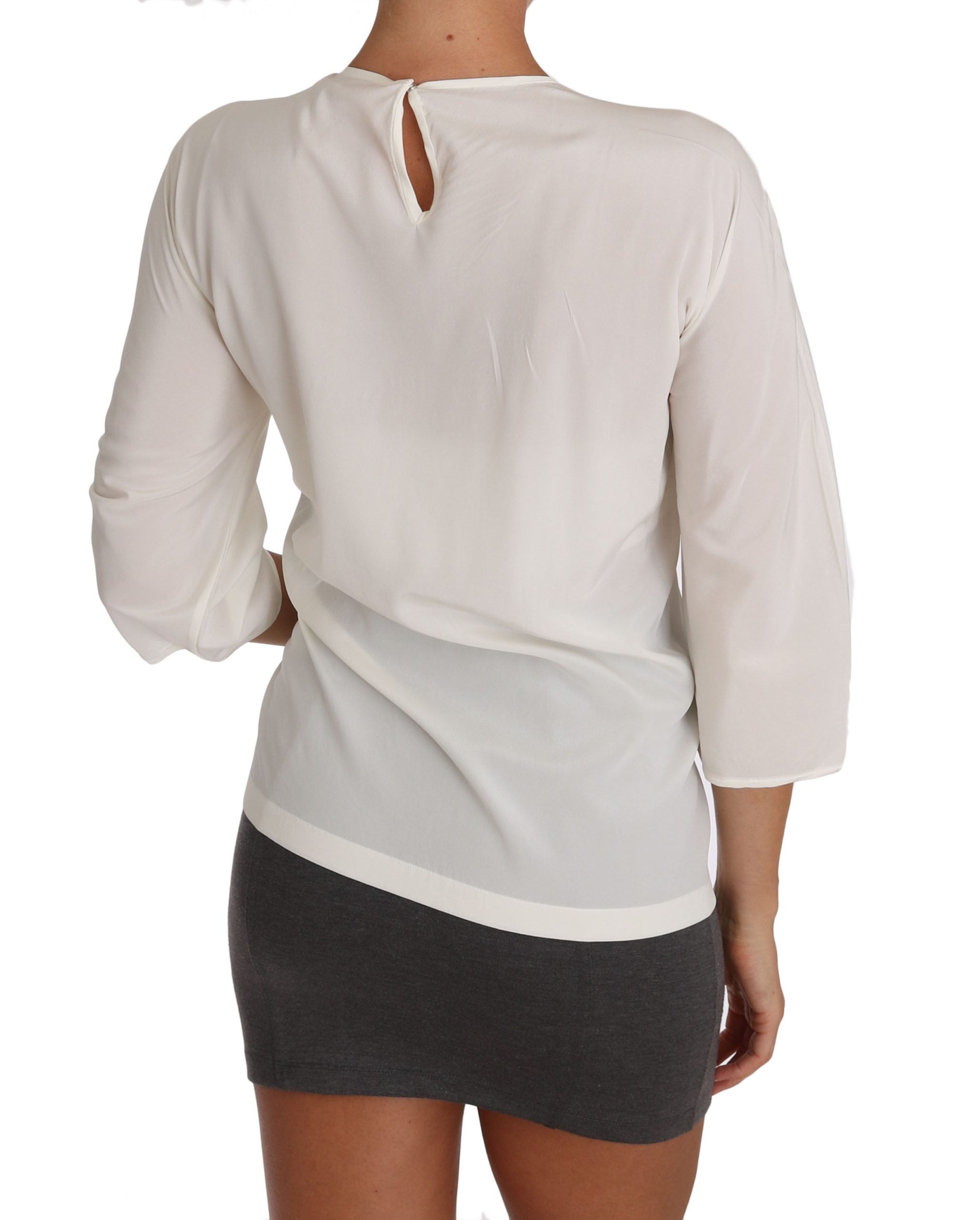 Witte zijden #dgfamily blouse T-shirt