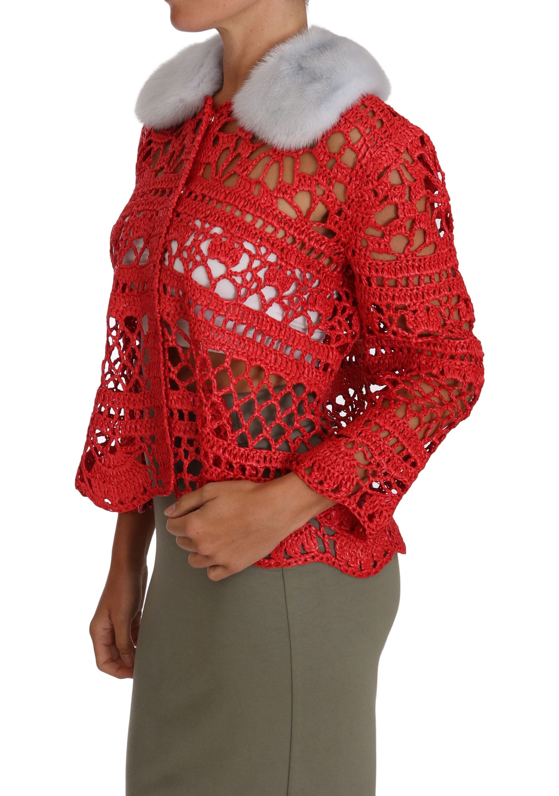 Rode Cardigan Haak Brei Raffiatrui