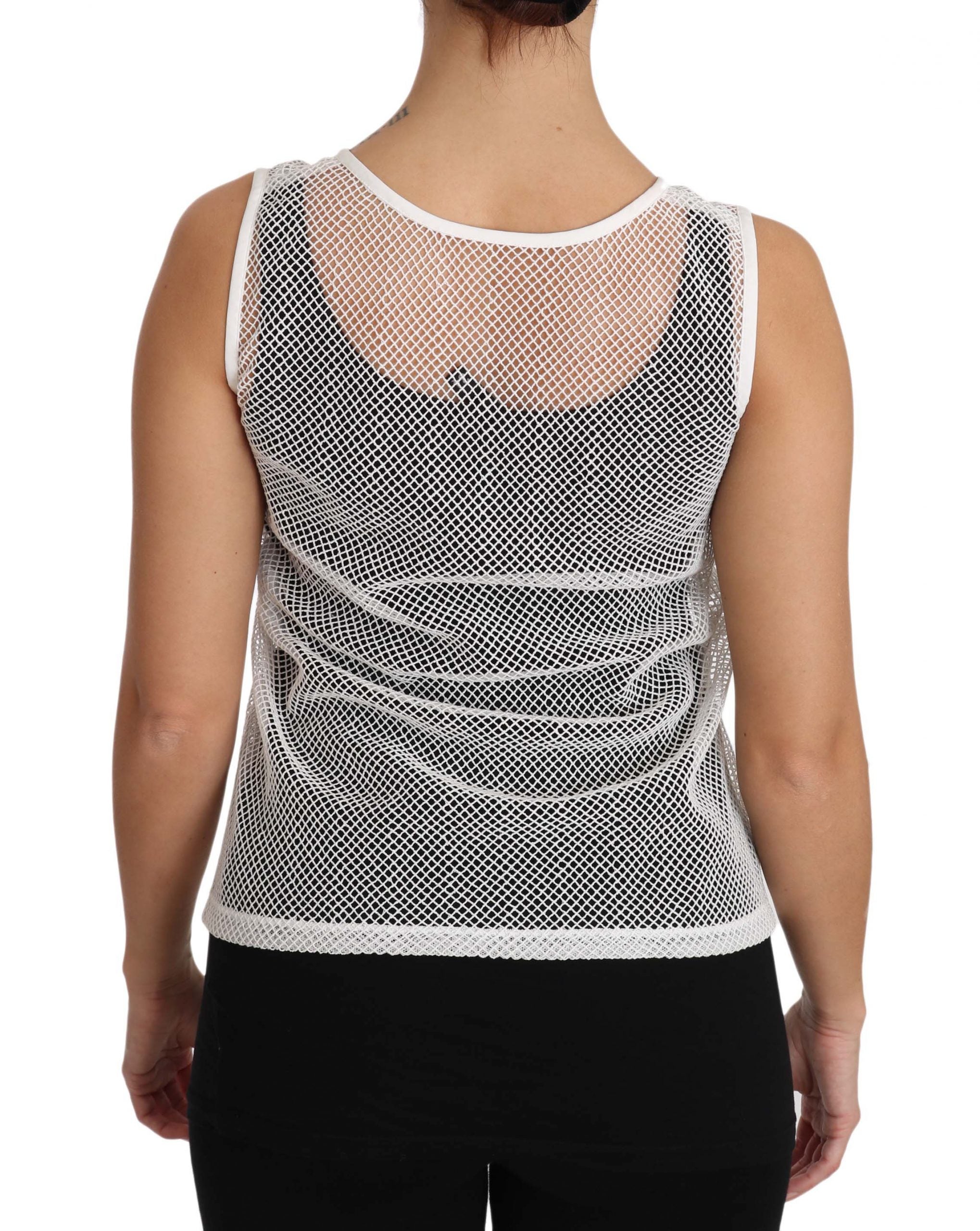 Wit transparant mouwloos tanktopje van netstof