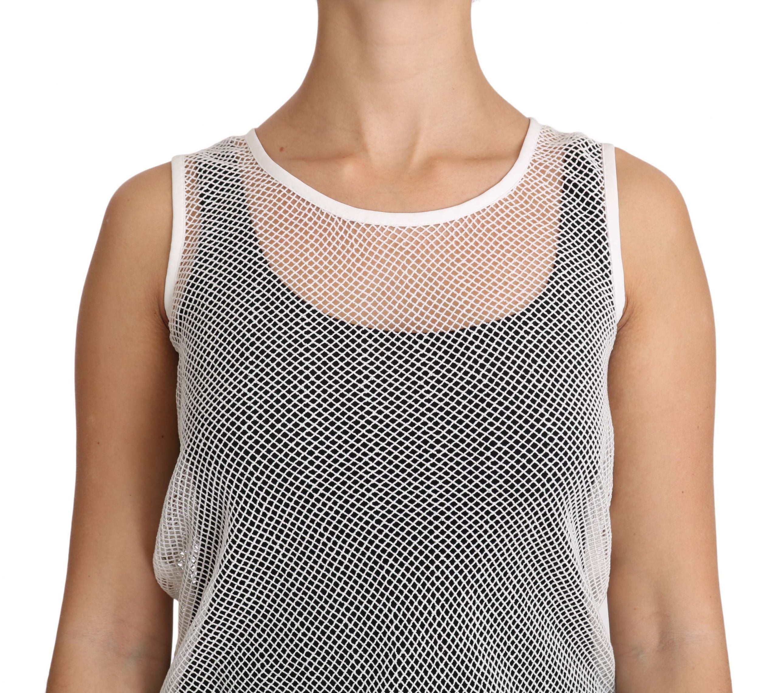 Wit transparant mouwloos tanktopje van netstof