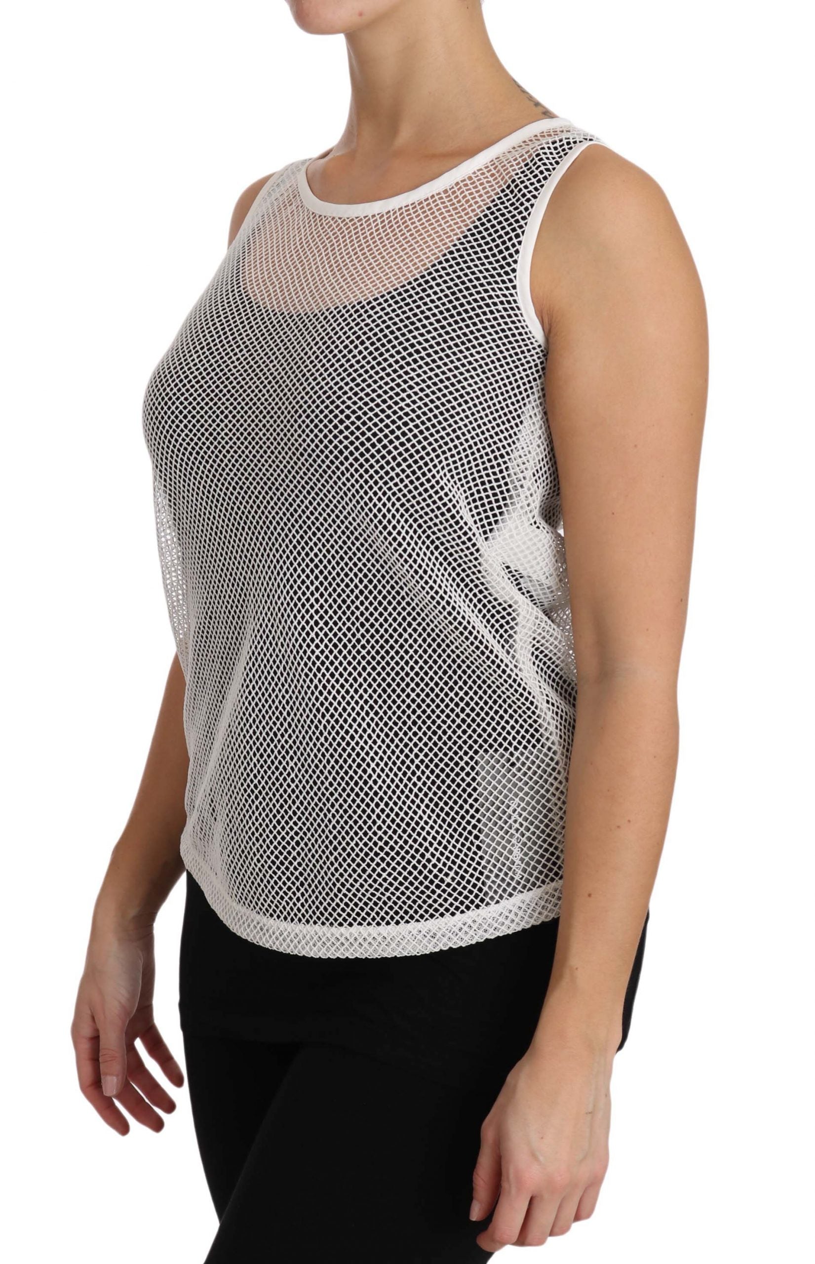Wit transparant mouwloos tanktopje van netstof