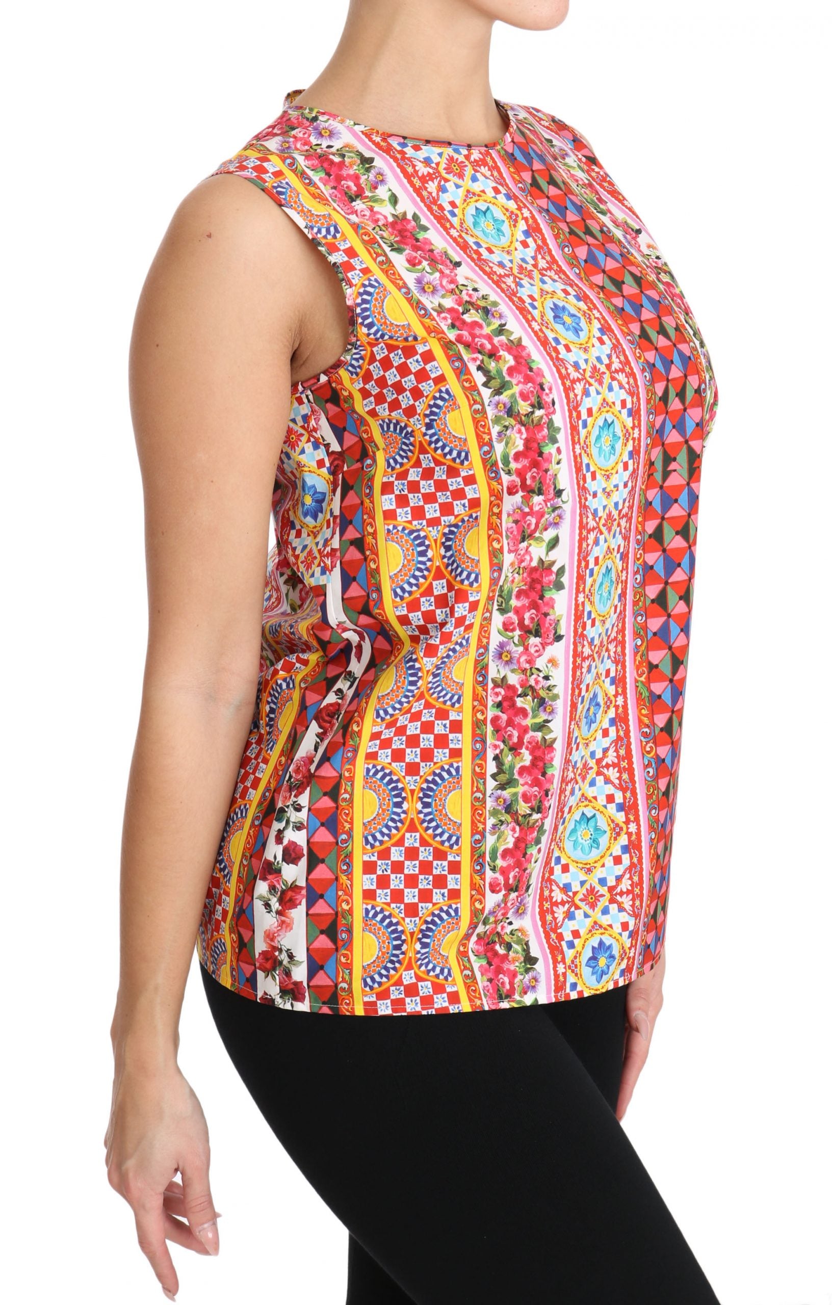 Carretto Print Tanktop van puur katoen met bloemenprint