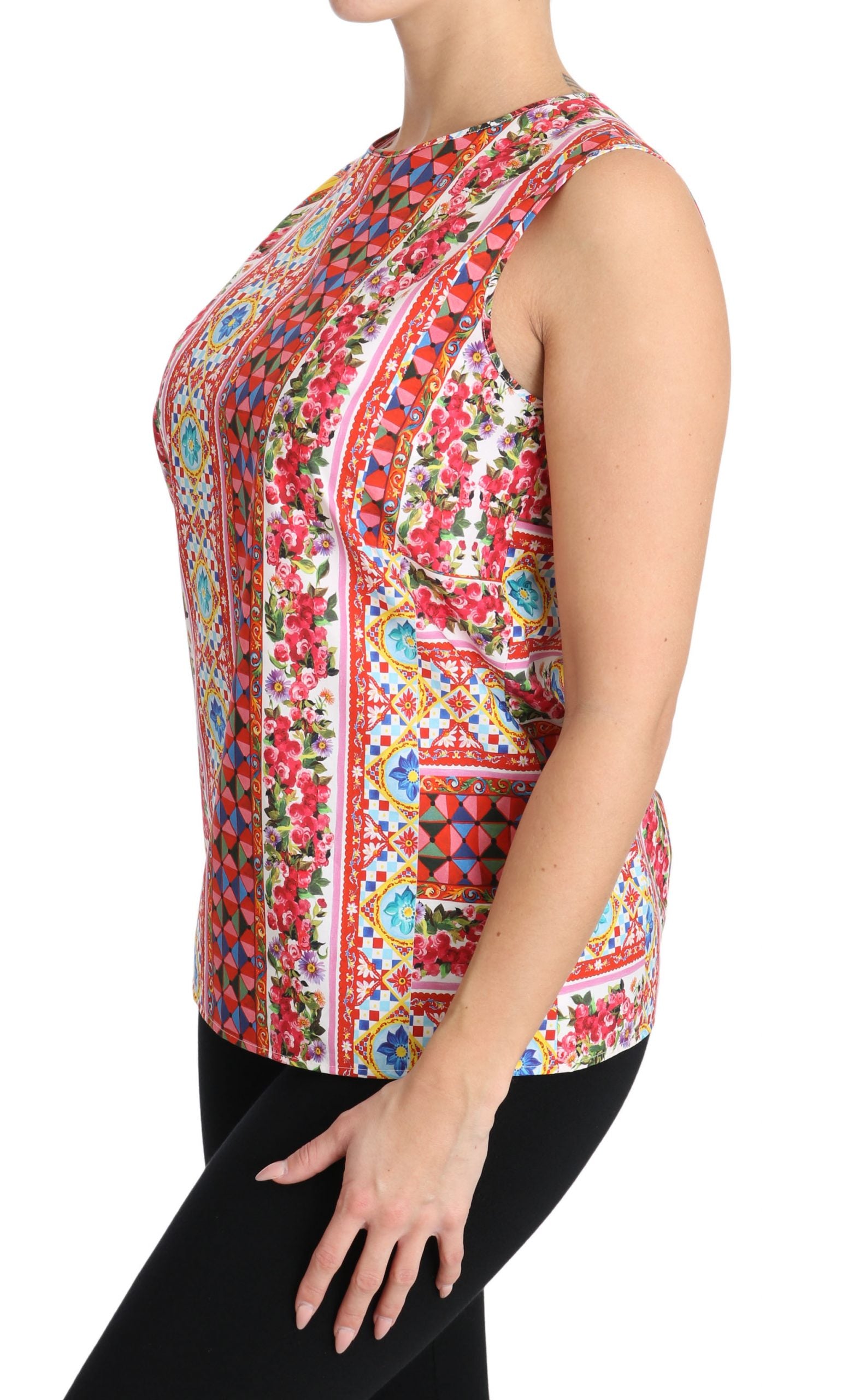 Carretto Print Tanktop van puur katoen met bloemenprint