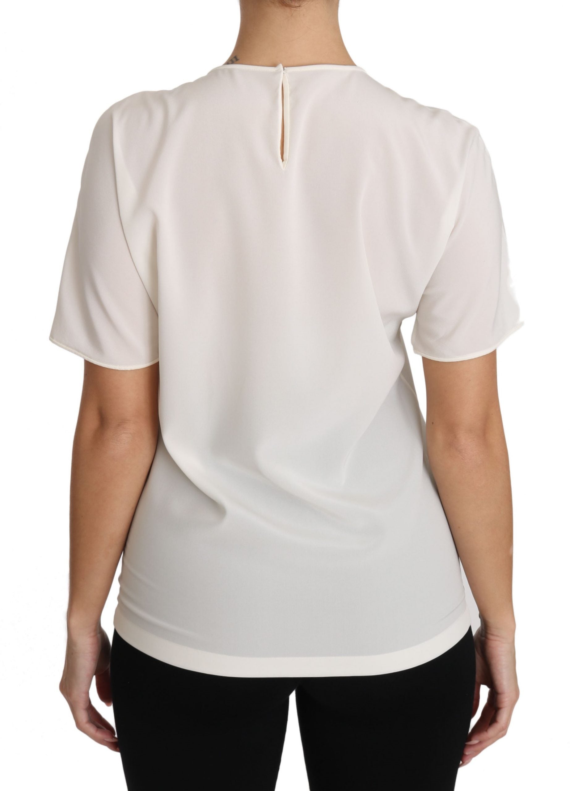 Wit zijden stretch #dgfamily T-shirt