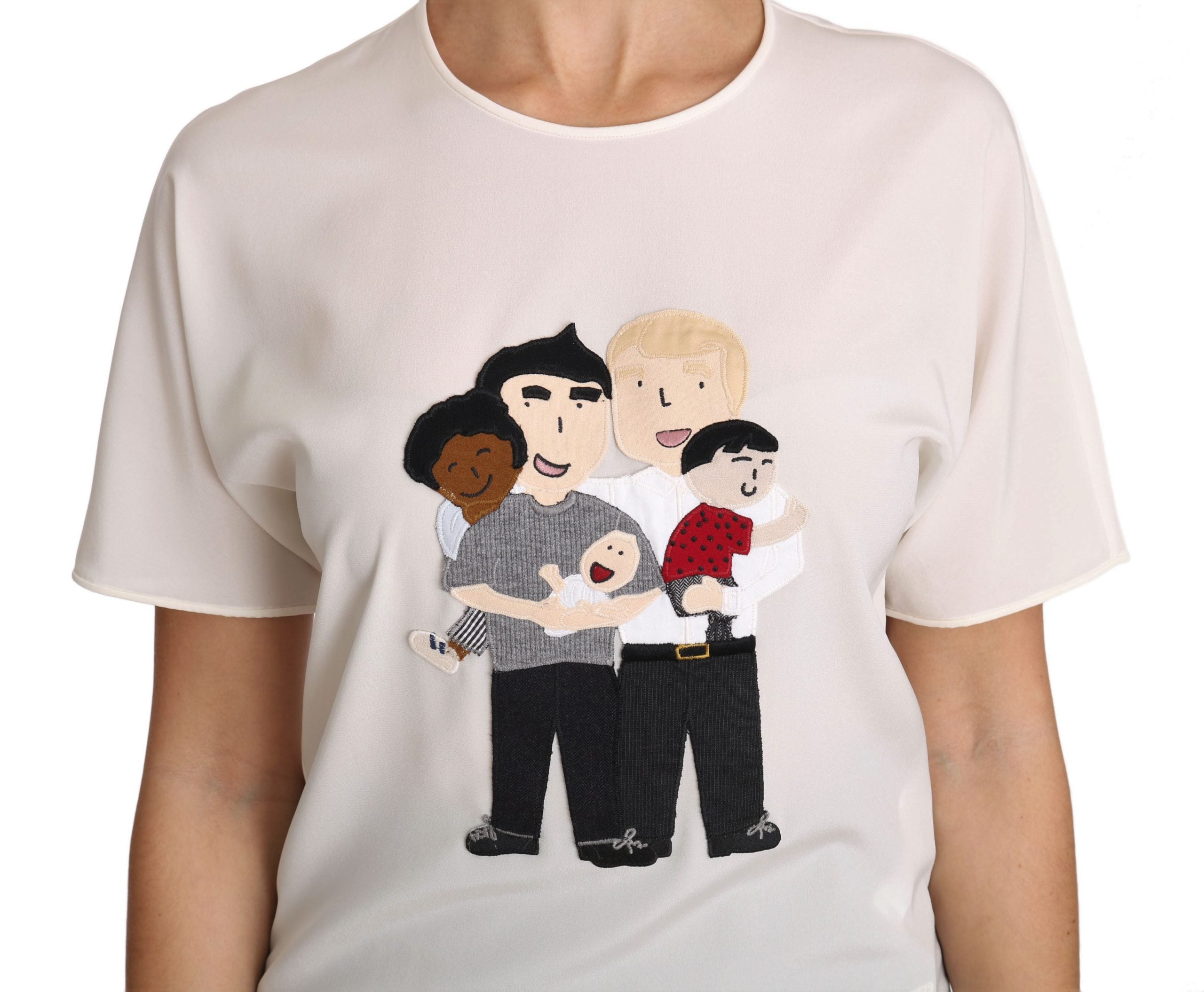 Wit zijden stretch #dgfamily T-shirt