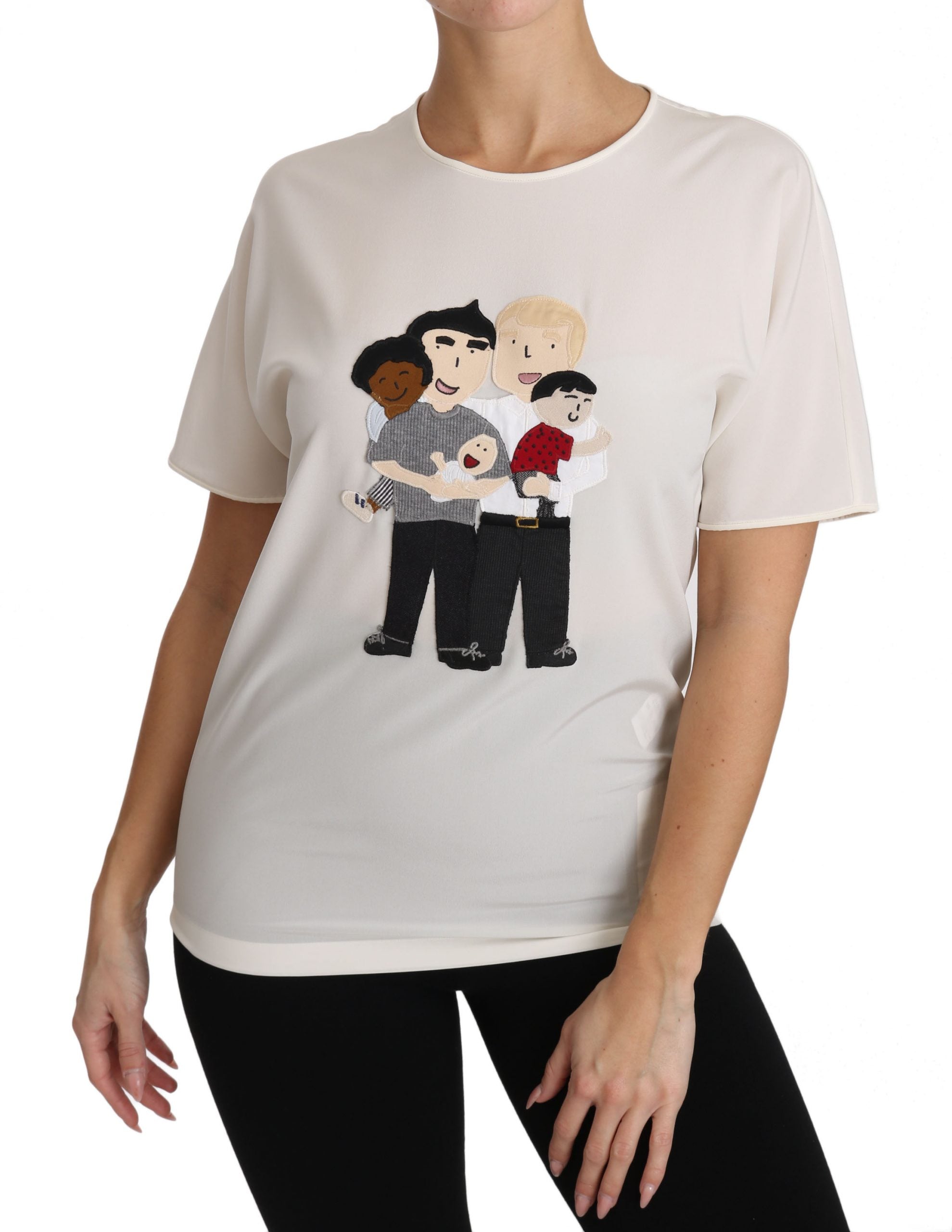 Wit zijden stretch #dgfamily T-shirt