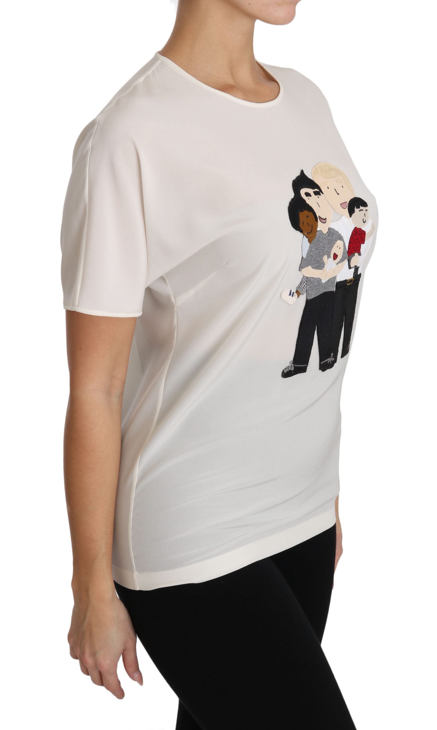 Wit zijden stretch #dgfamily T-shirt