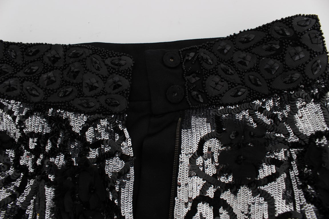 Zwarte mini-shorts met kristallen pailletten
