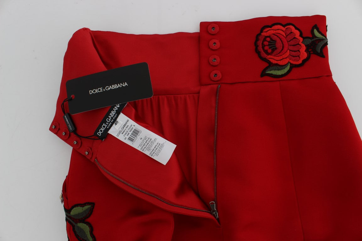 Rode zijden kristallen rozen shorts