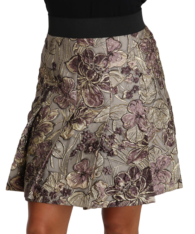 A-lijn mini-jacquardrok met bloemenprint