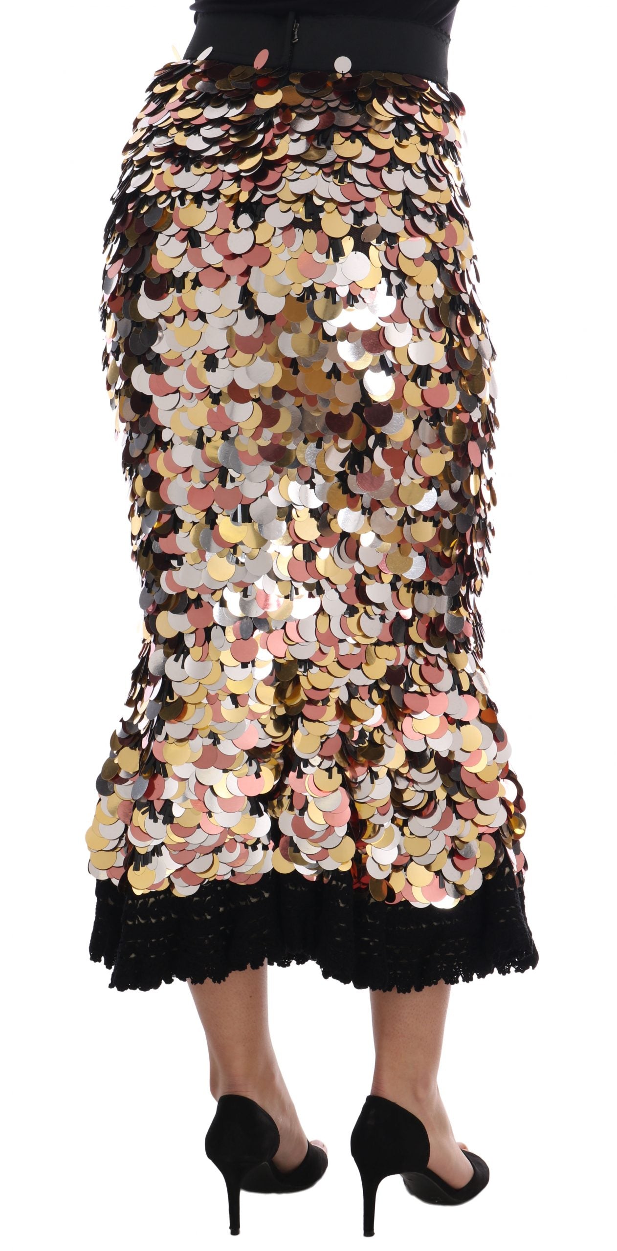 Gouden pailletten peplum rok met hoge taille