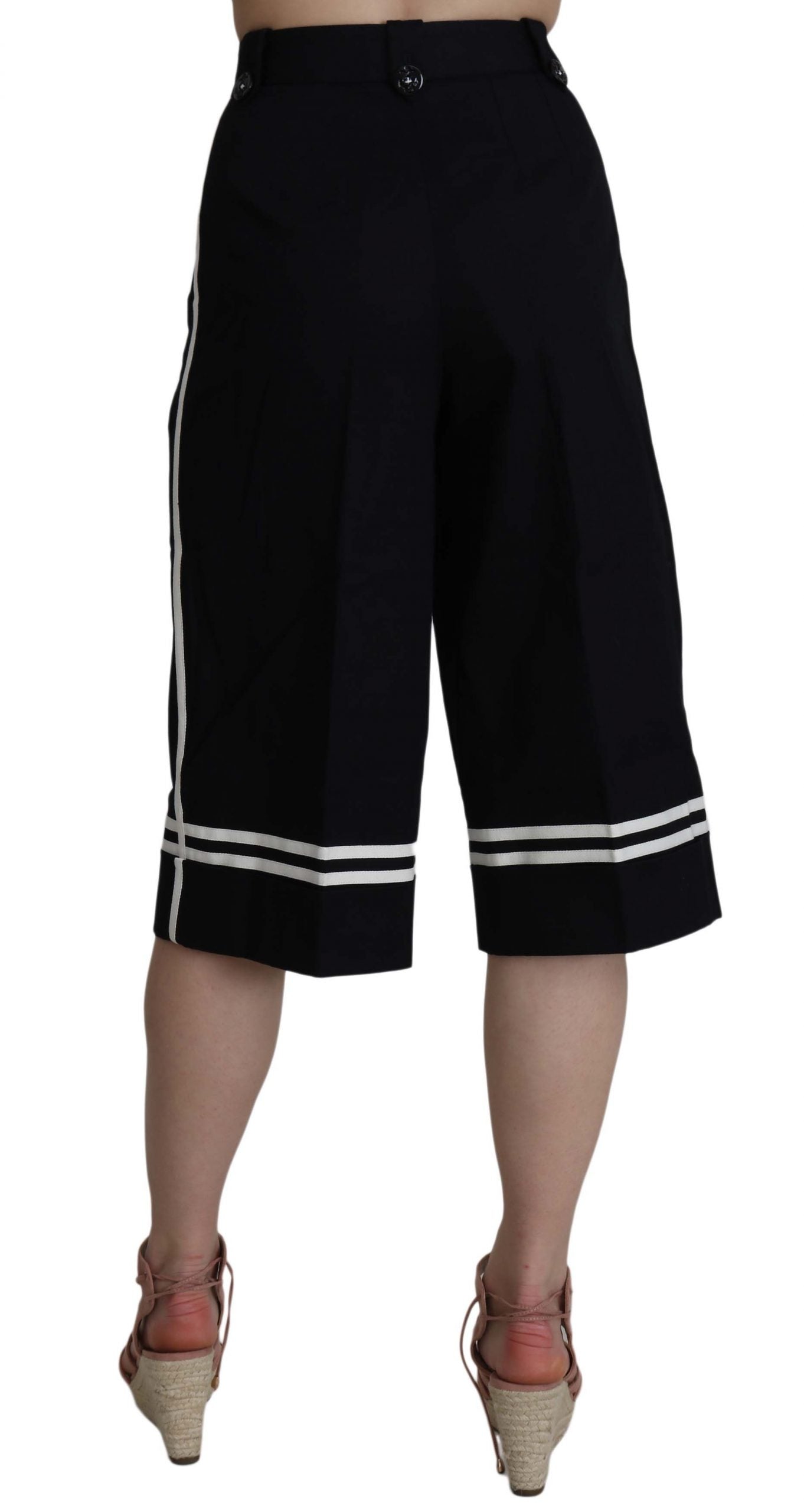 Zwarte katoenen cropped versierde broek