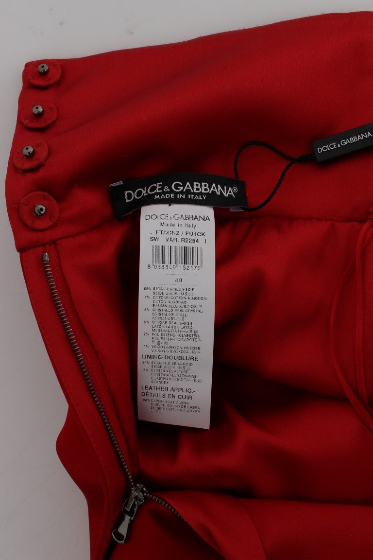 Rode zijden kristallen rozen shorts