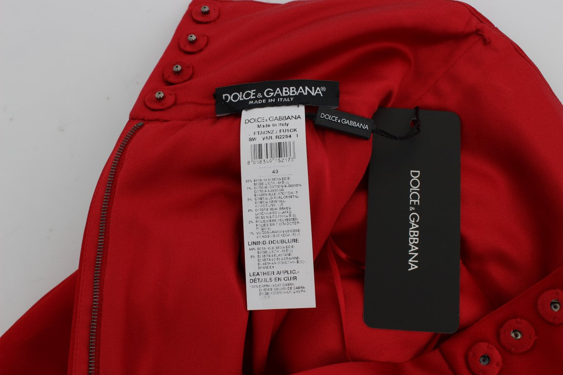 Rode zijden kristallen rozen shorts
