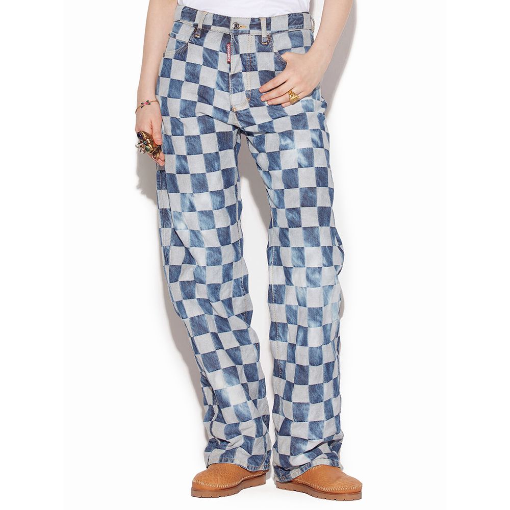 Blauwe katoenen relaxed fit jeans