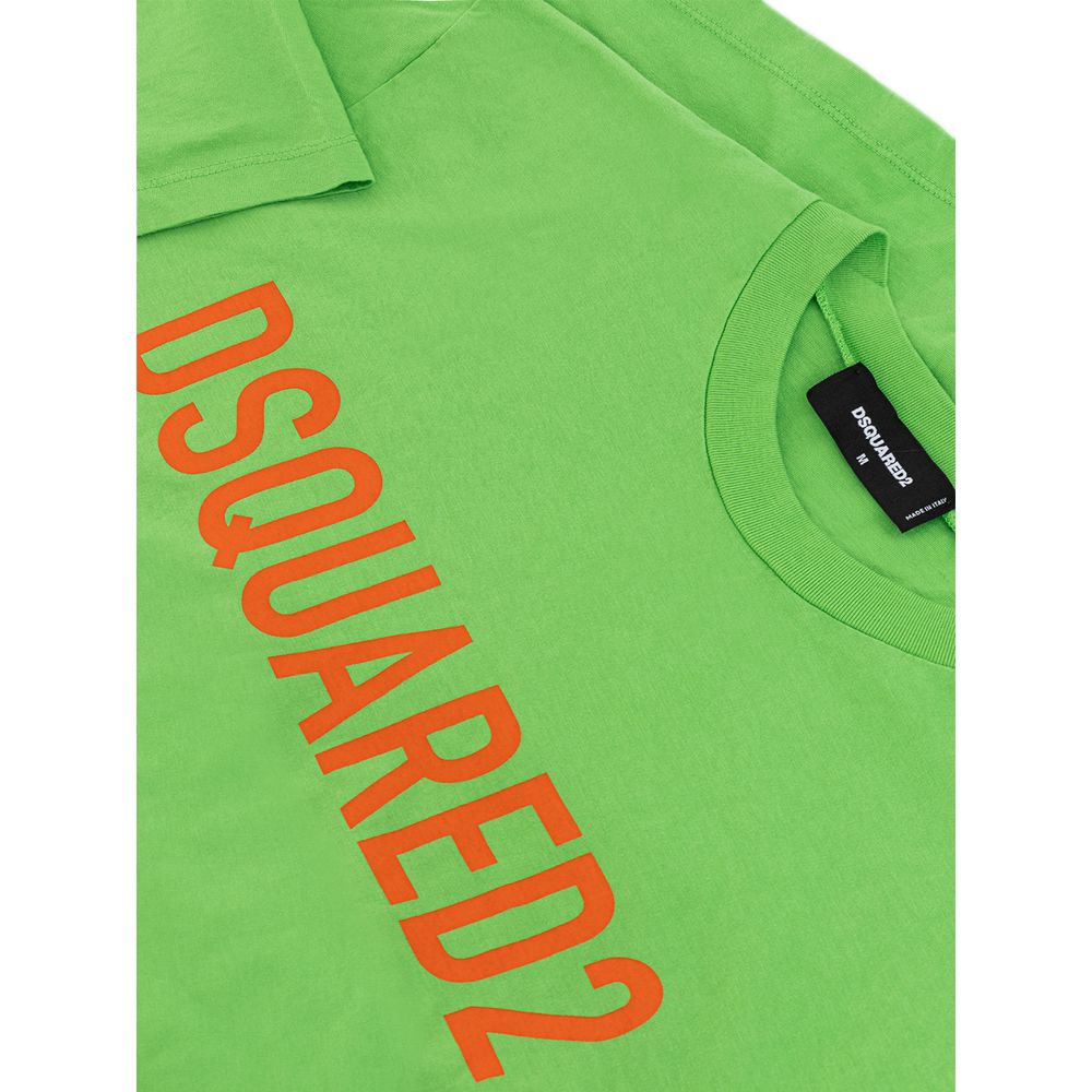 Elektrisch groen katoenen T-shirt voor heren