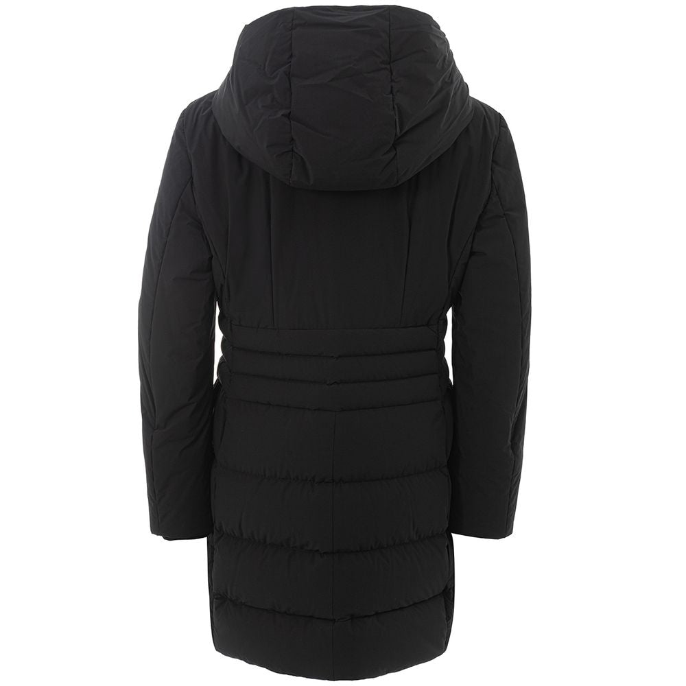 Elegante zwarte polyamide jas voor dames