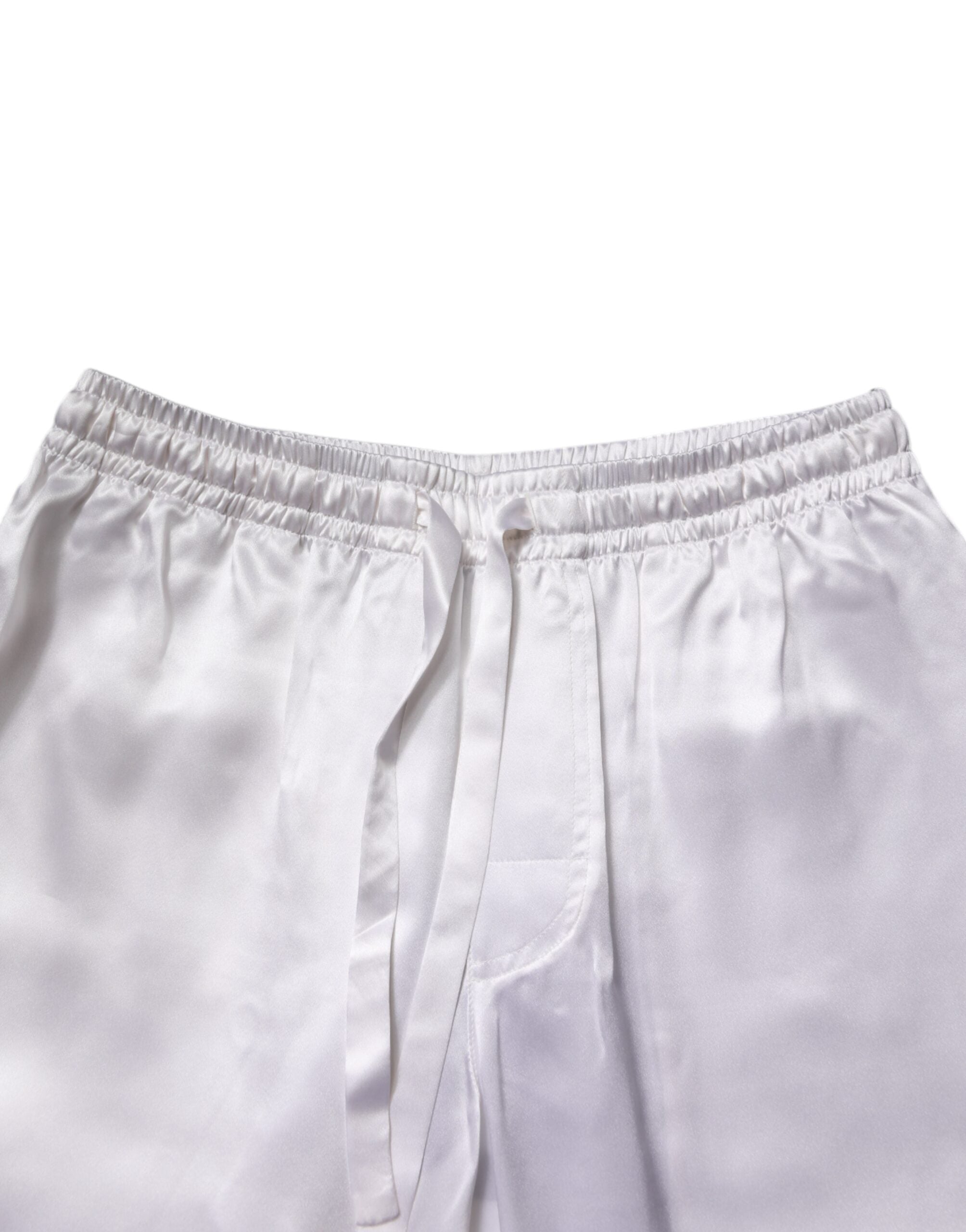 White Satin Silk Men Pajama Set Sleepwear