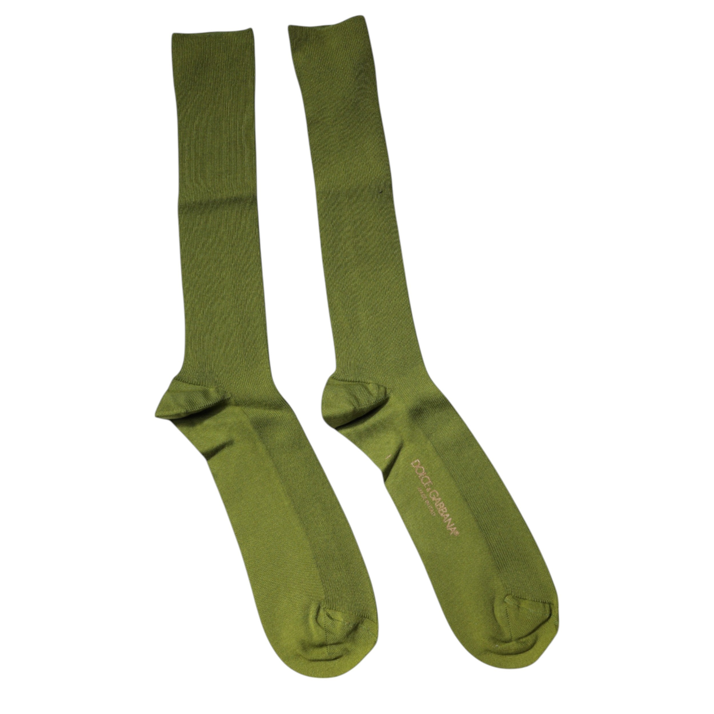 Green Cotton Logo Over The Calf Socks