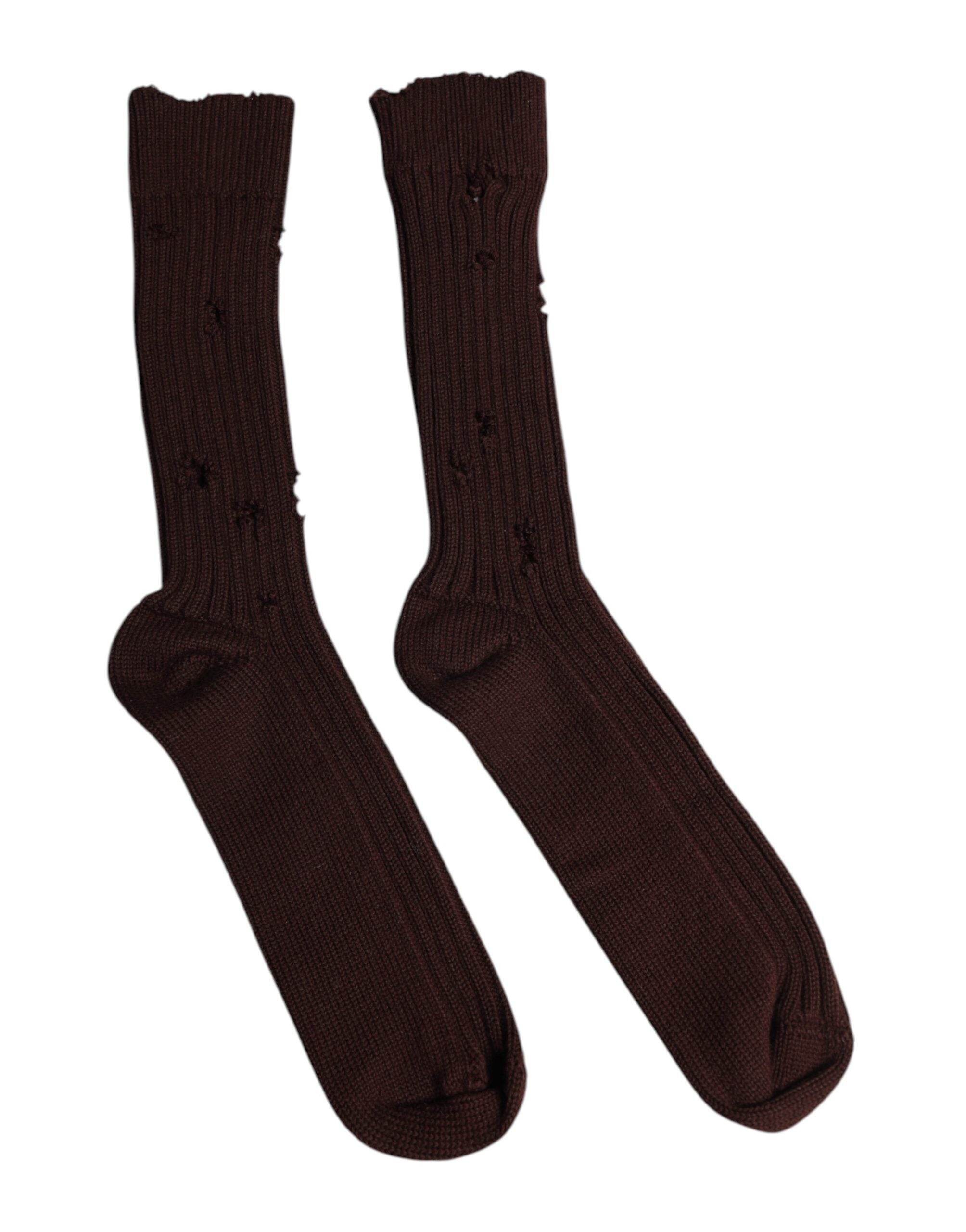 Brown Cotton Stretch Over The Calf Socks