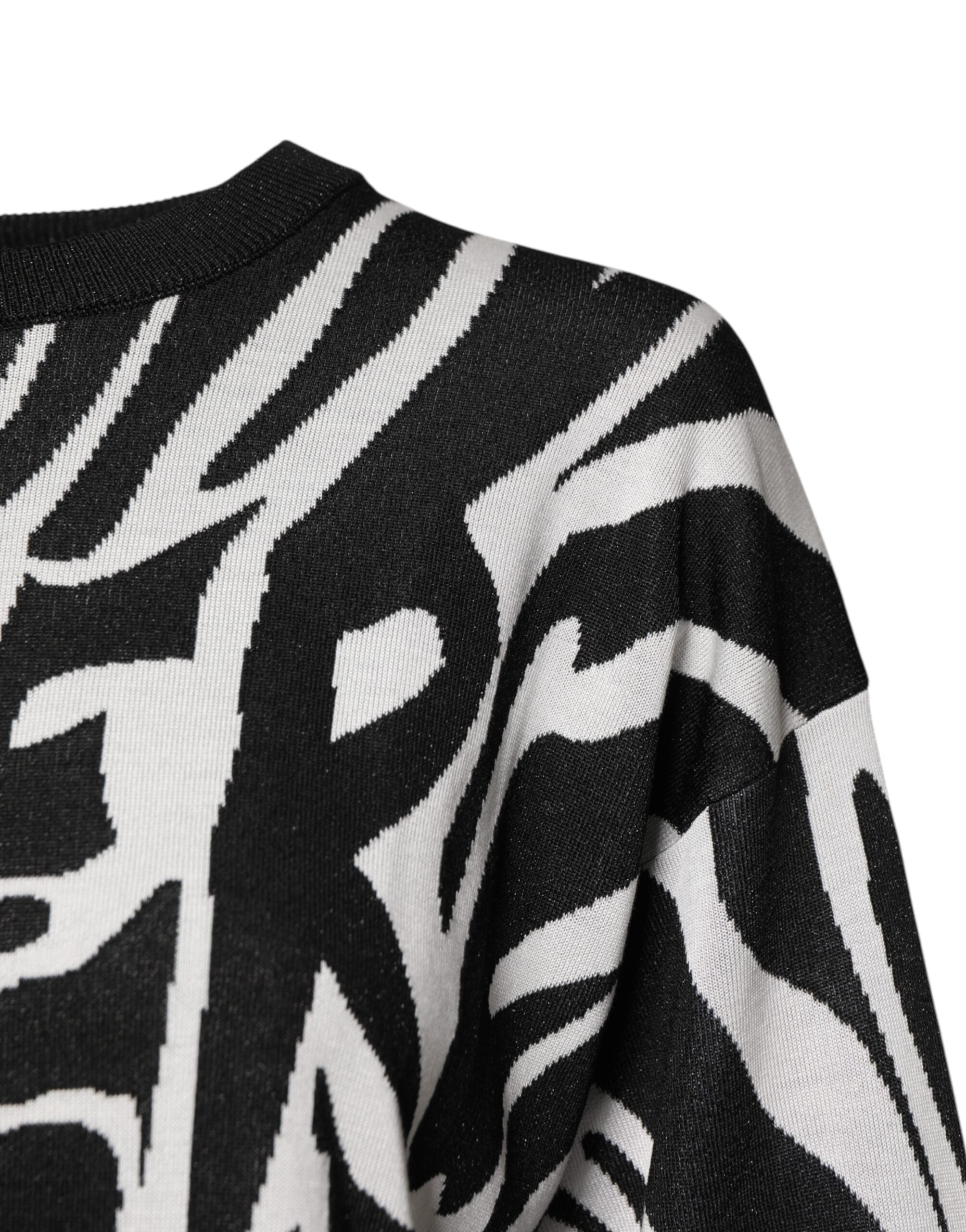 Zwart-witte print dames pullover trui