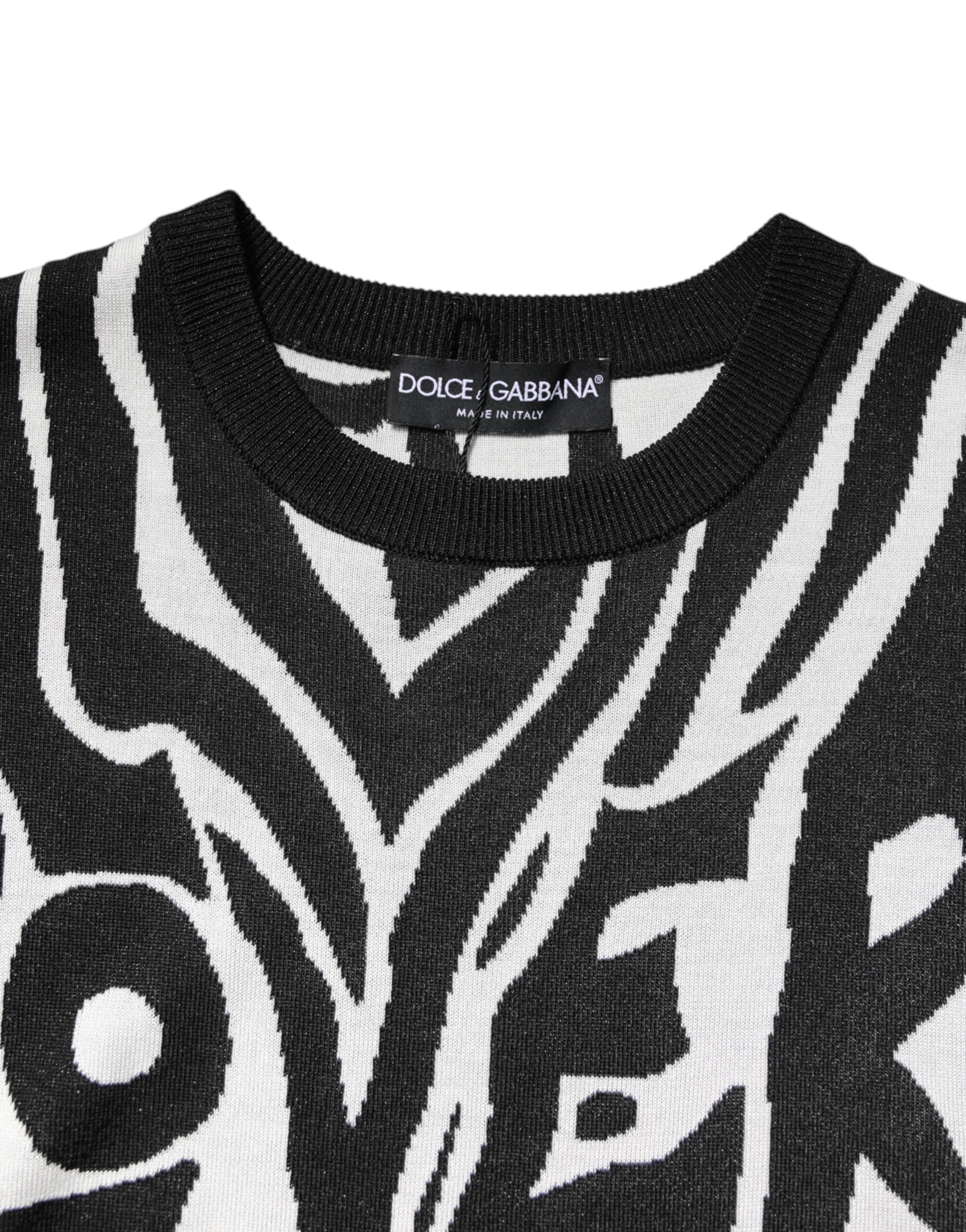Zwart-witte print dames pullover trui