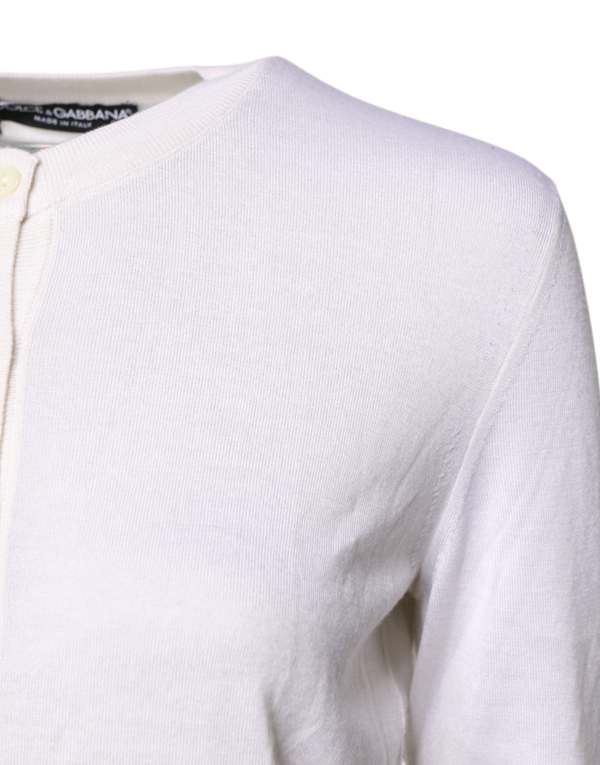 Witte kasjmier trui met ronde hals en top