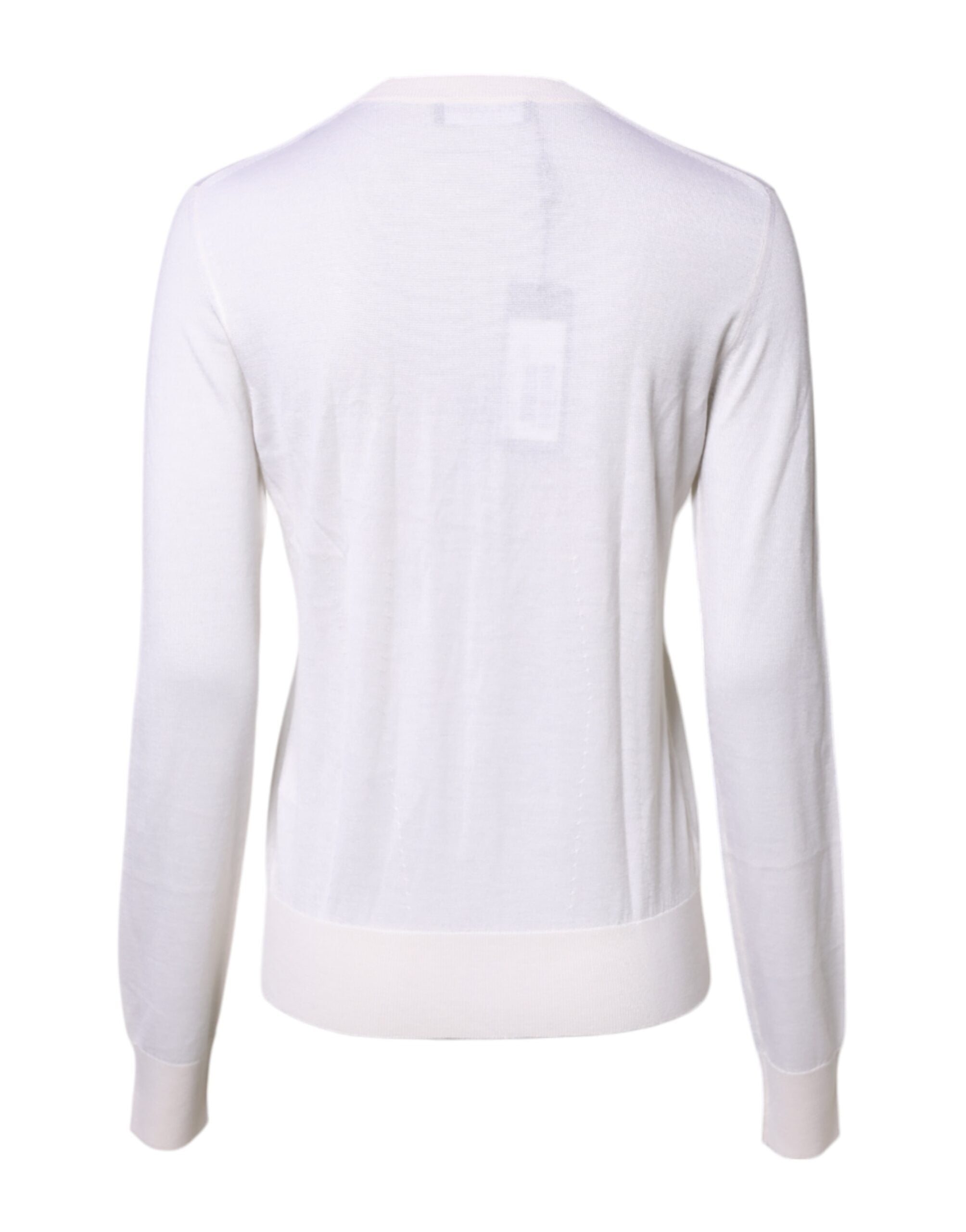 Witte kasjmier trui met ronde hals en top