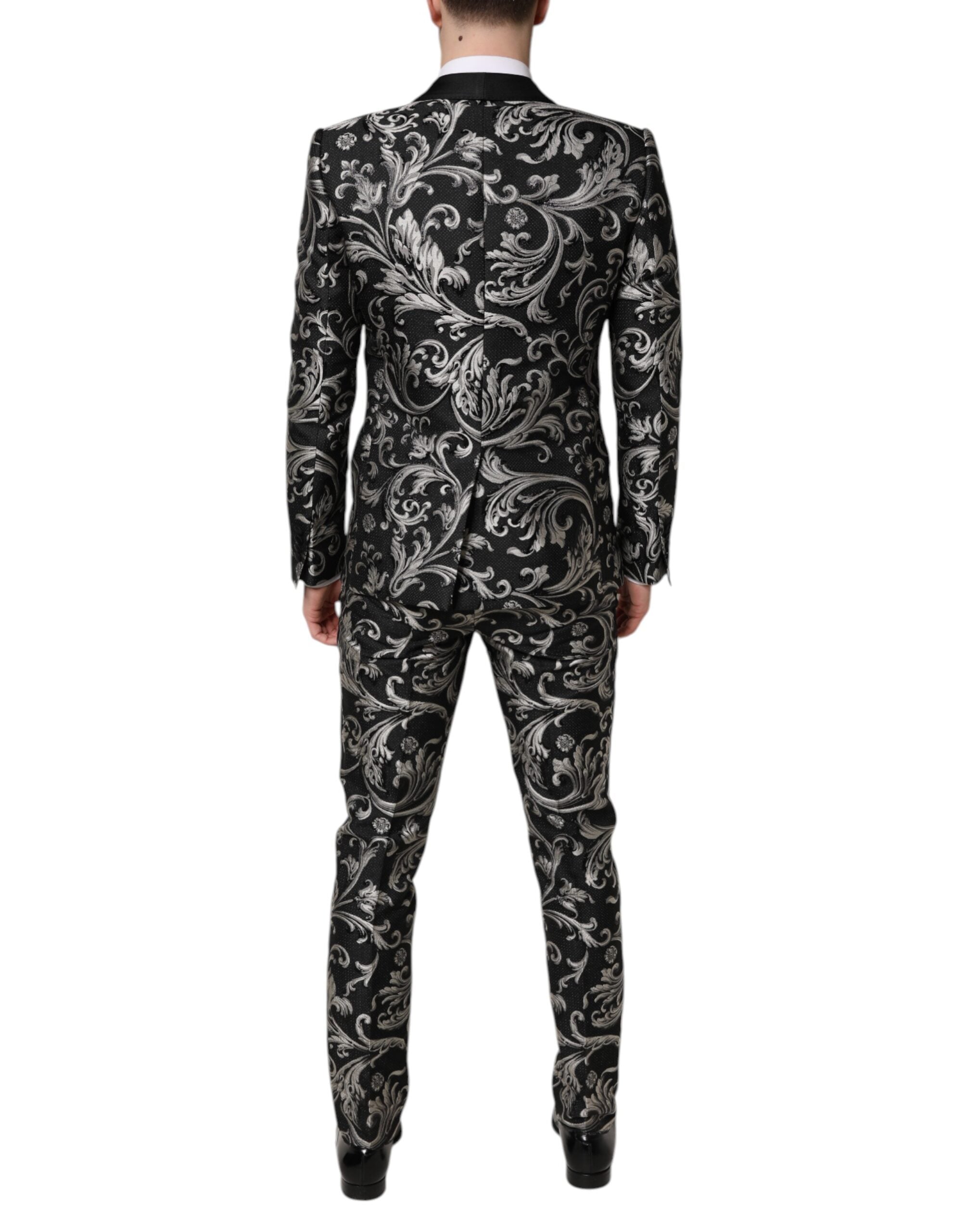 Zwartgrijs MARTINI Jacquard Heren 3-delig Pak
