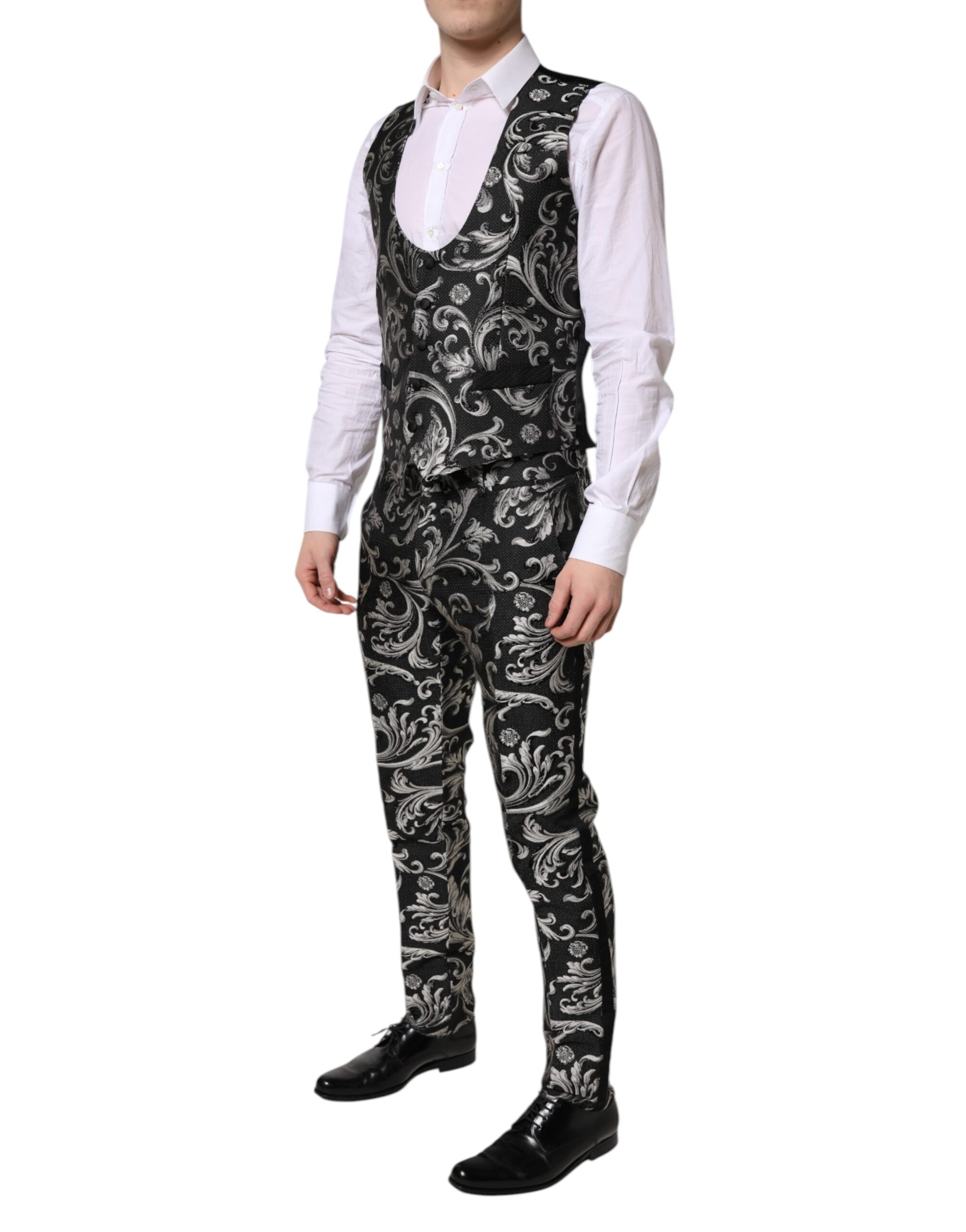 Zwartgrijs MARTINI Jacquard Heren 3-delig Pak