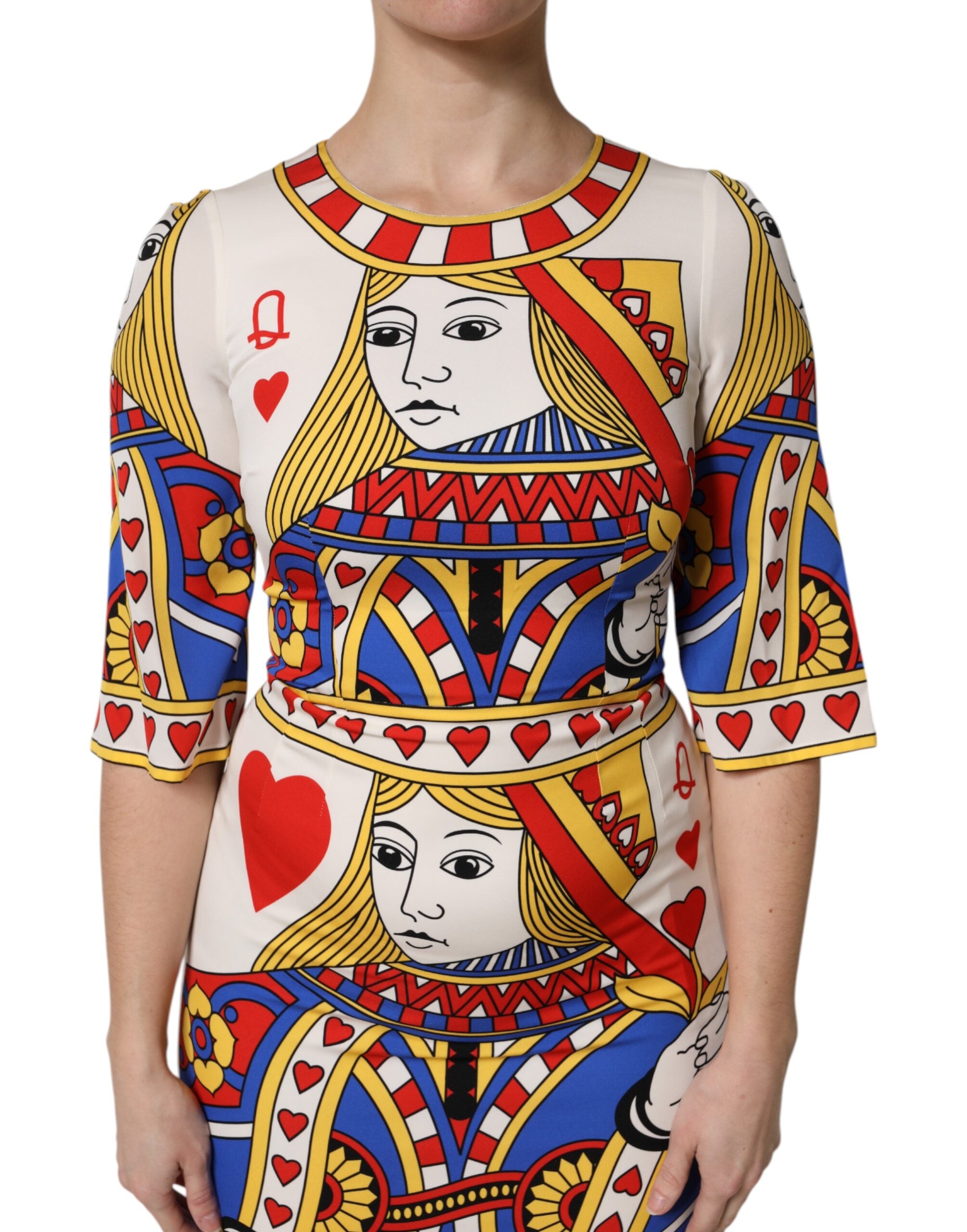 Witte Queen of Heart Midi-jurk met korte mouwen