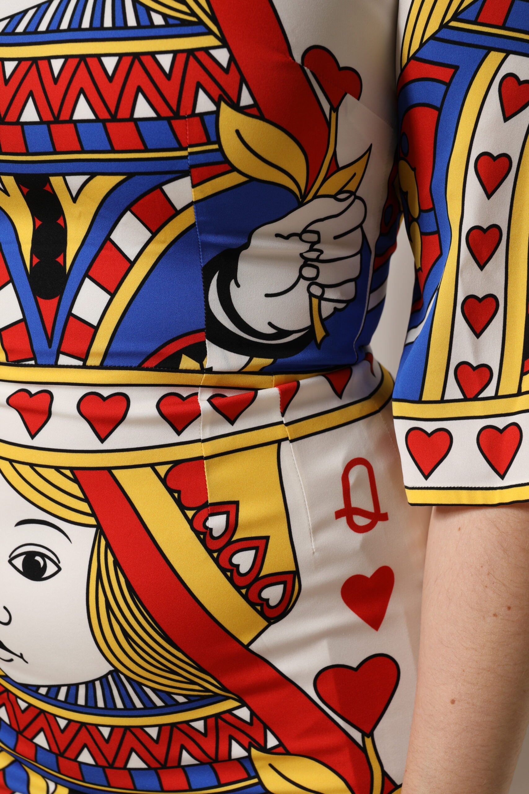 Witte Queen of Heart Midi-jurk met korte mouwen