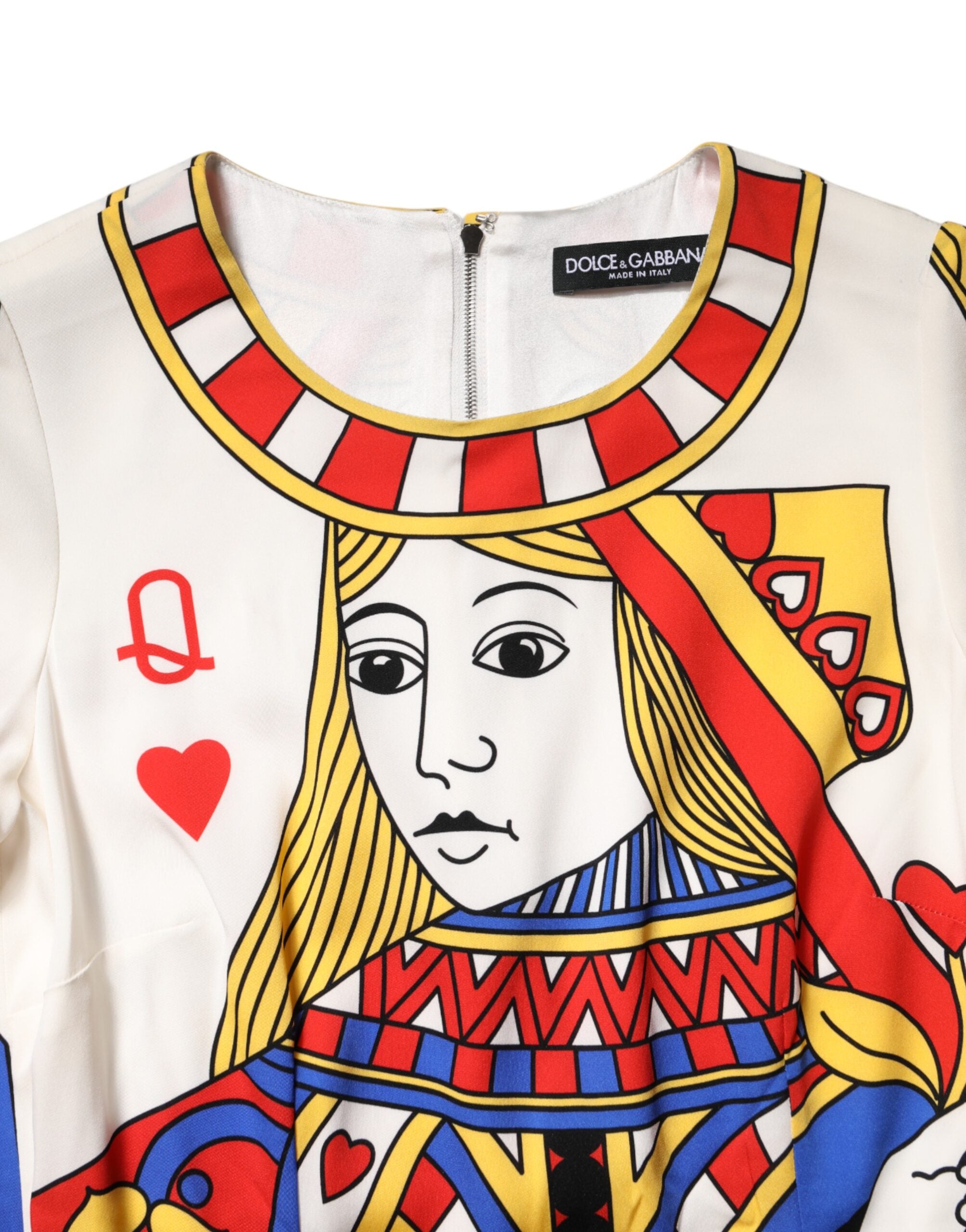 Witte Queen of Heart Midi-jurk met korte mouwen